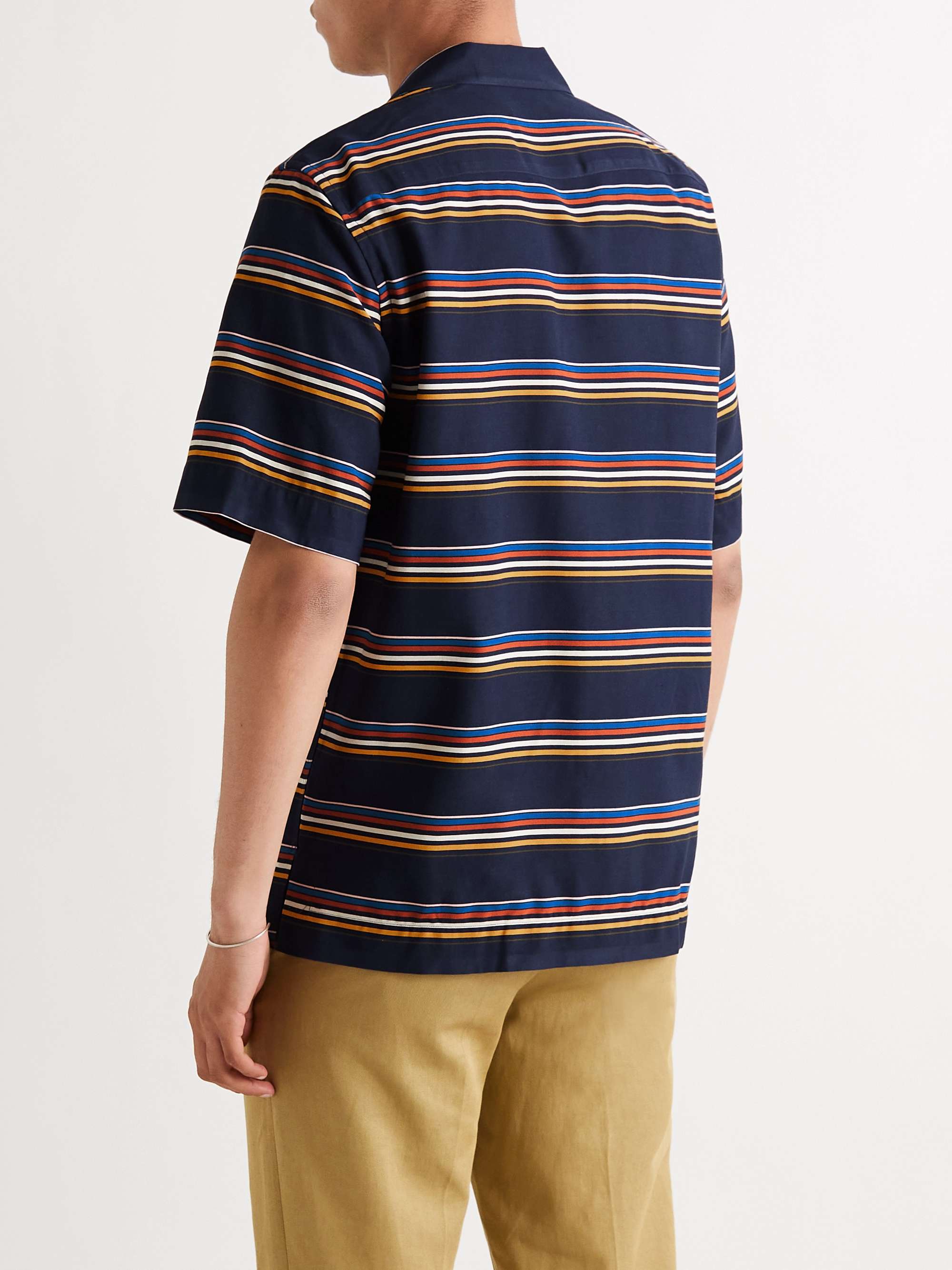 PAUL SMITH Convertible-Collar Striped Twill Shirt