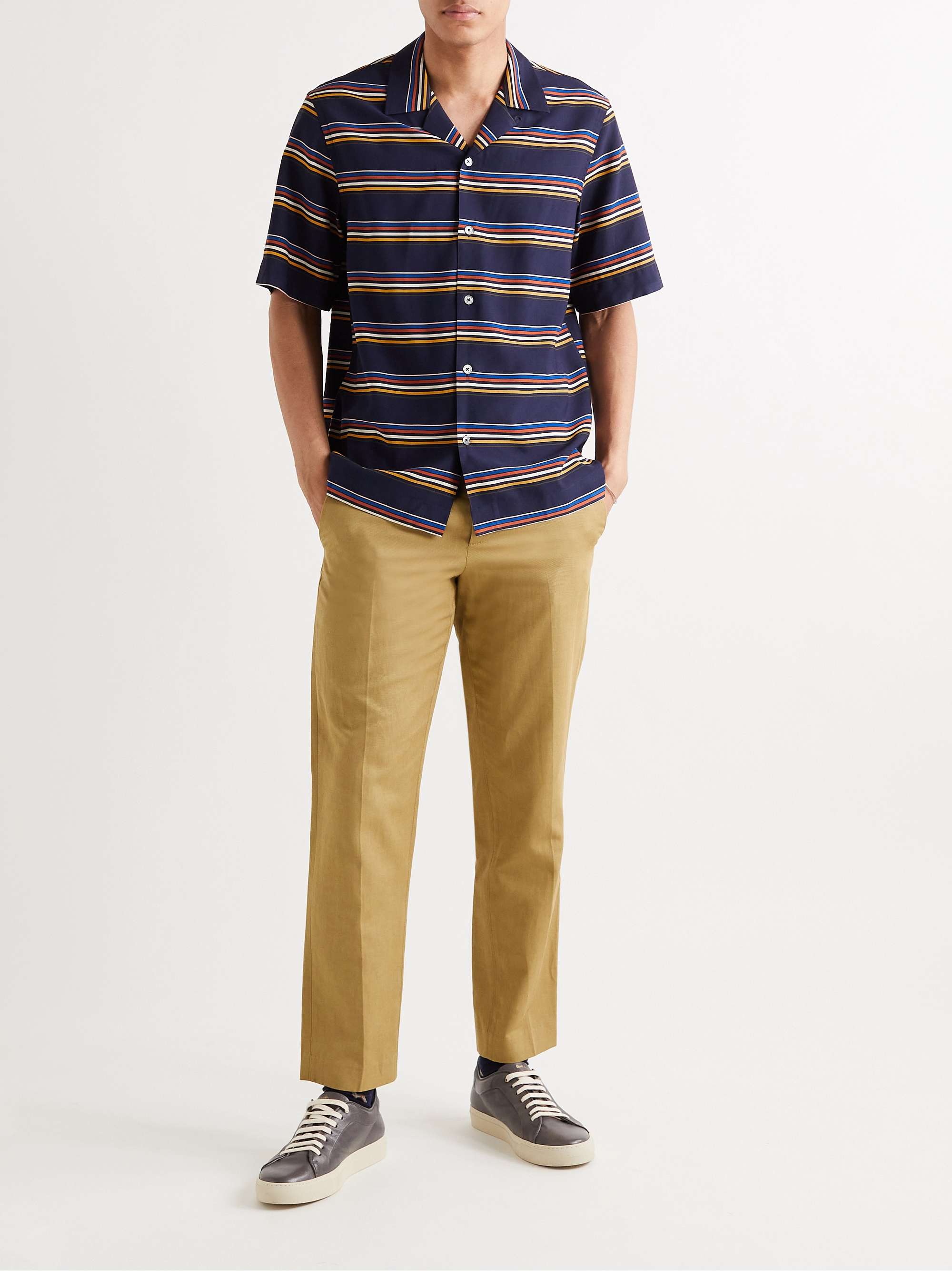 PAUL SMITH Convertible-Collar Striped Twill Shirt
