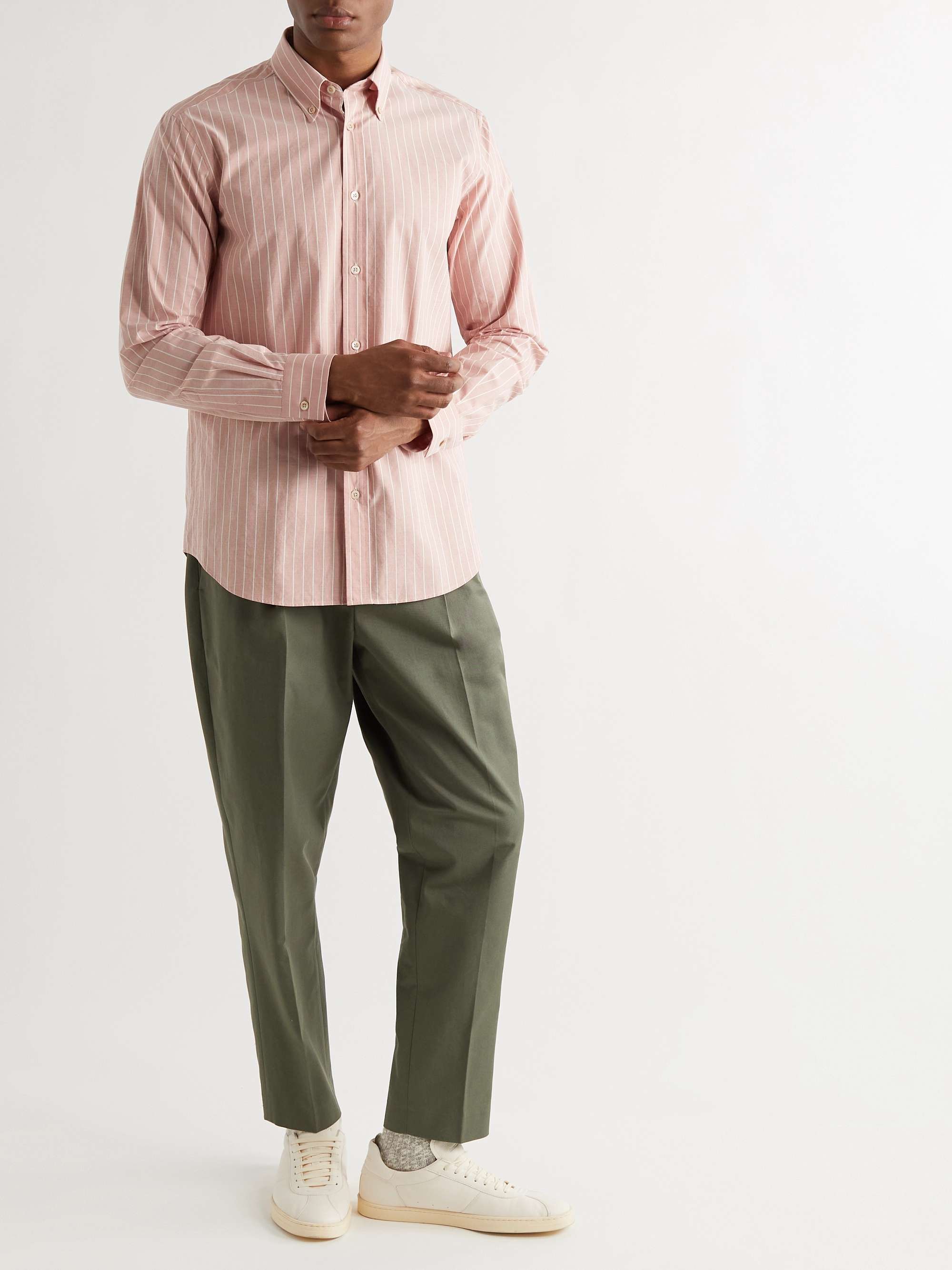 PAUL SMITH Button-Down Collar Striped Cotton-Poplin Shirt