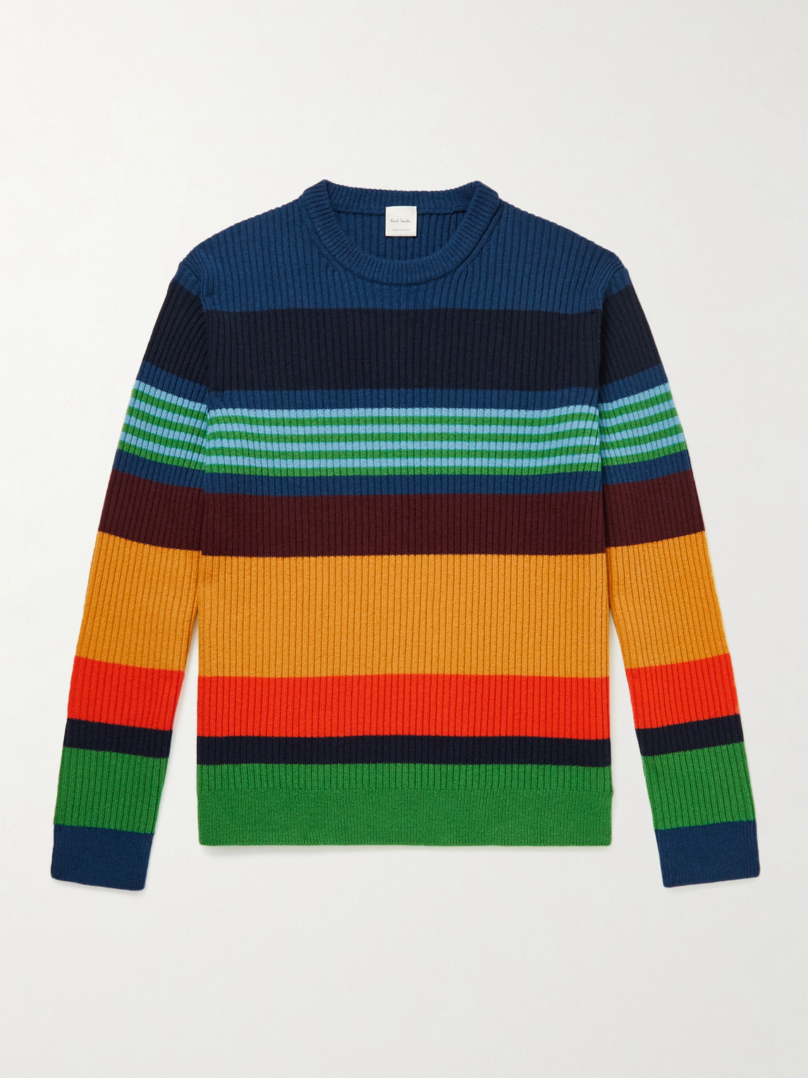 PAUL SMITH STRIPED RIBBED WOOL SWEATER