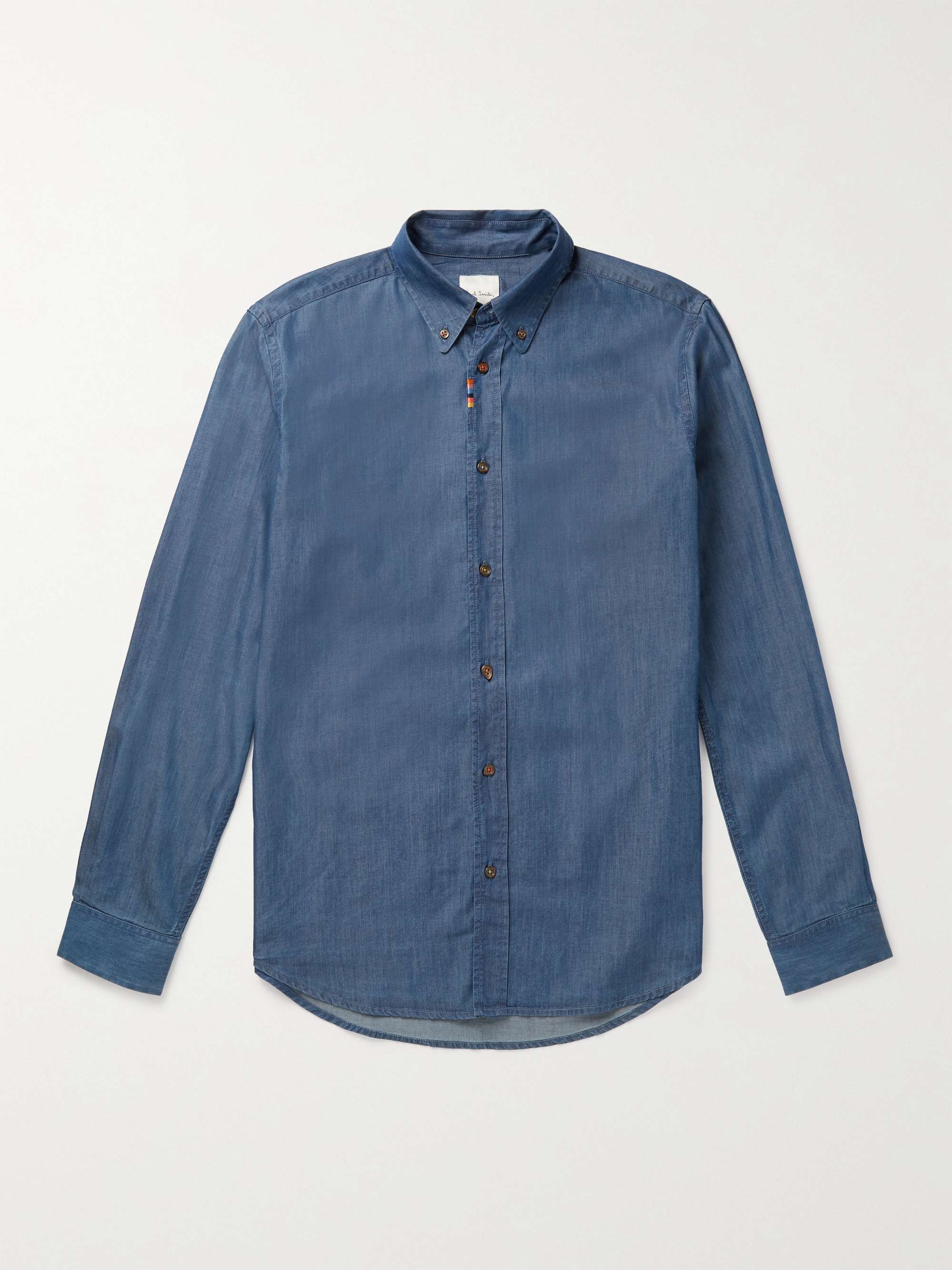 PAUL SMITH Button-Down Collar Cotton and TENCEL-Blend Chambray Shirt
