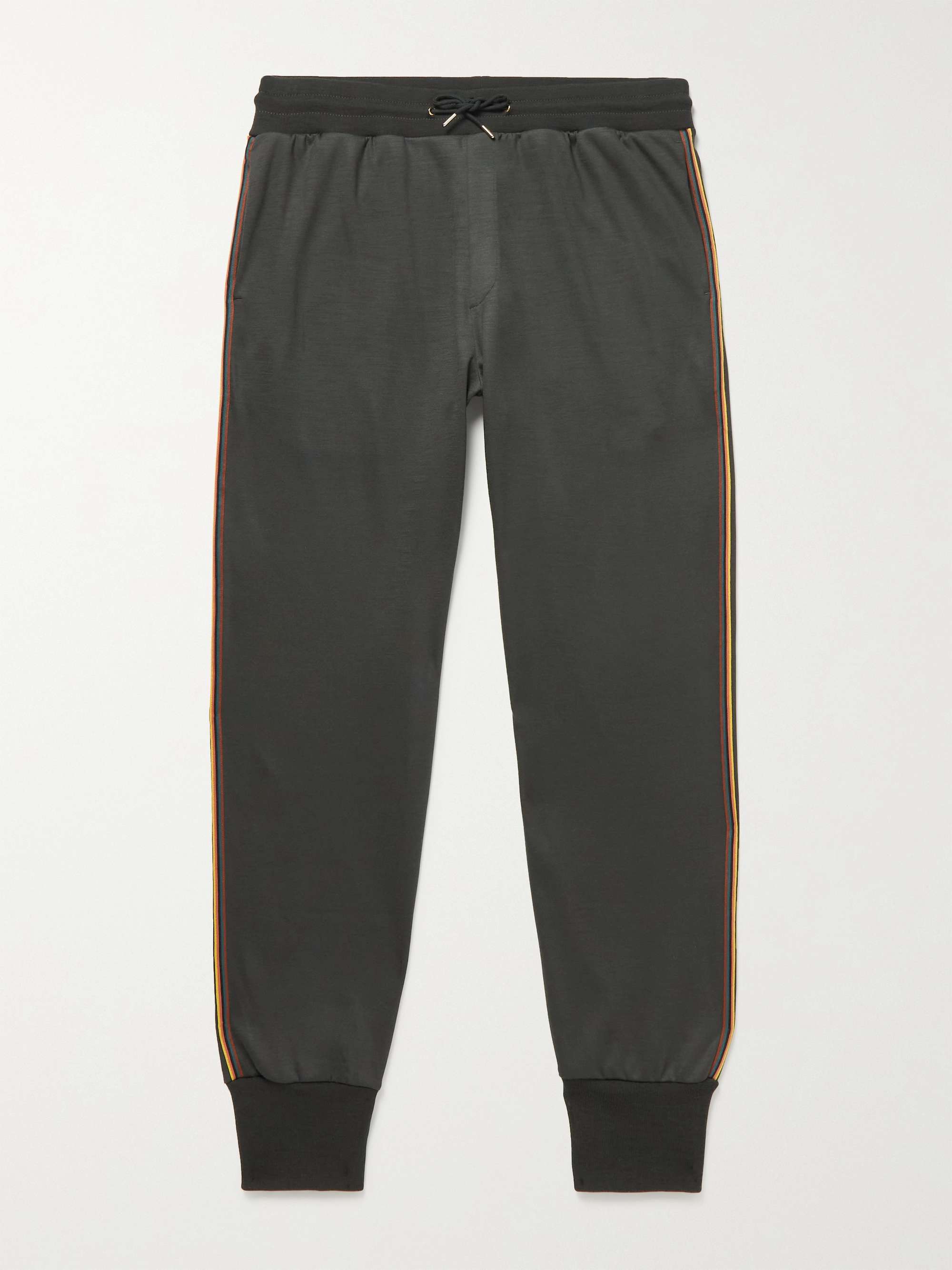 PAUL SMITH Tapered Striped Webbing-Trimmed Wool Sweatpants