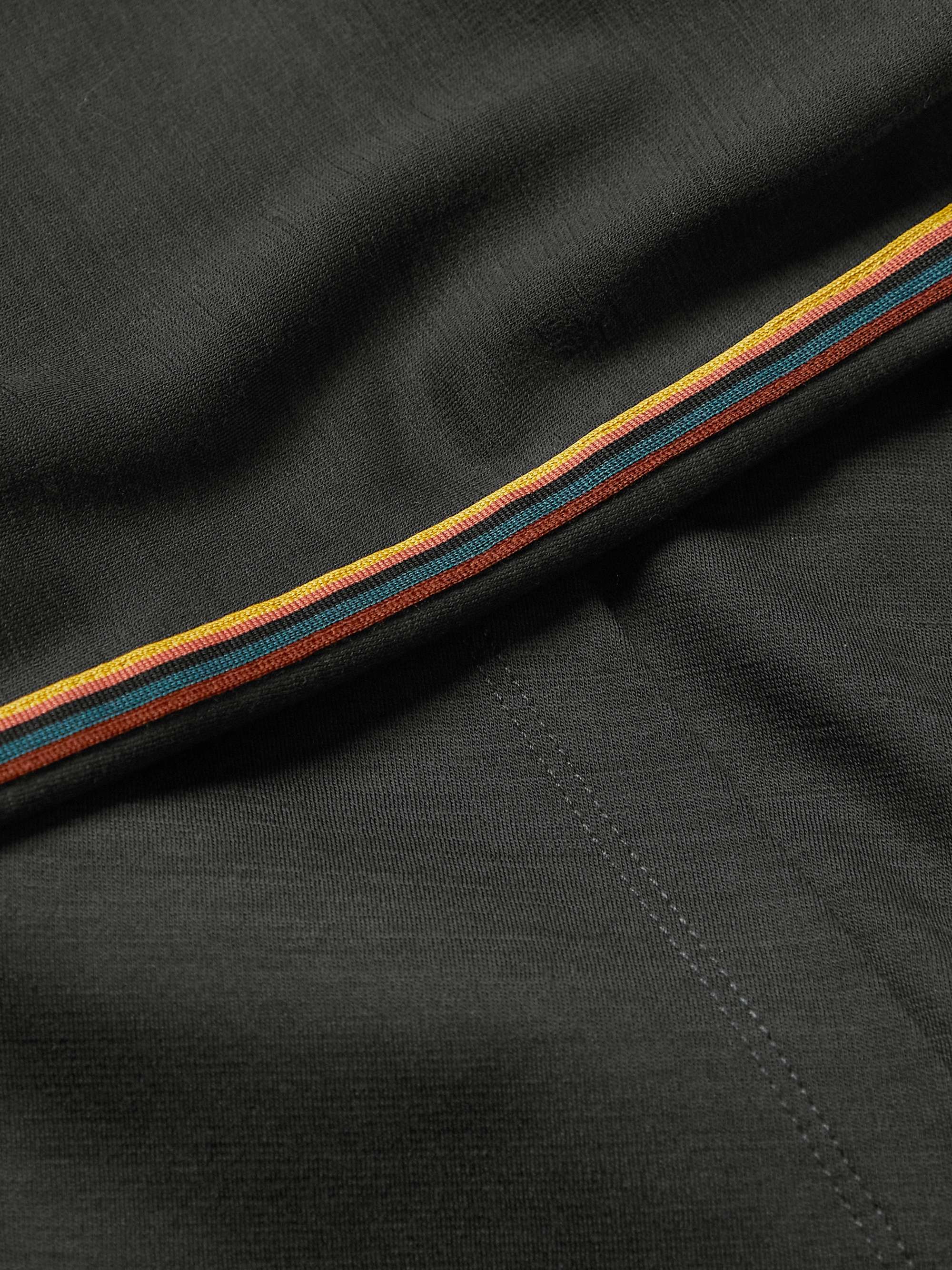 PAUL SMITH Striped Webbing-Trimmed Wool-Jersey Zip-Up Hoodie