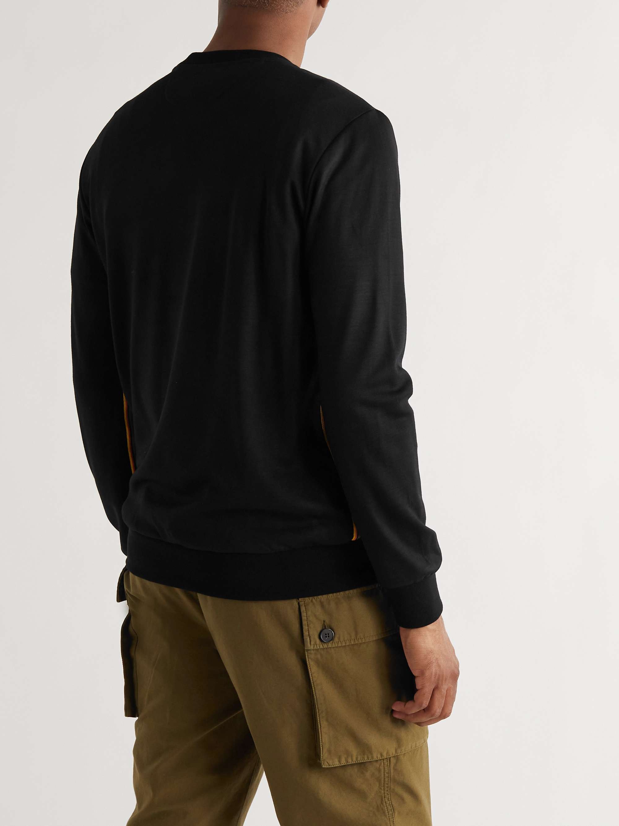 PAUL SMITH Striped Webbing-Trimmed Wool-Jersey Sweatshirt