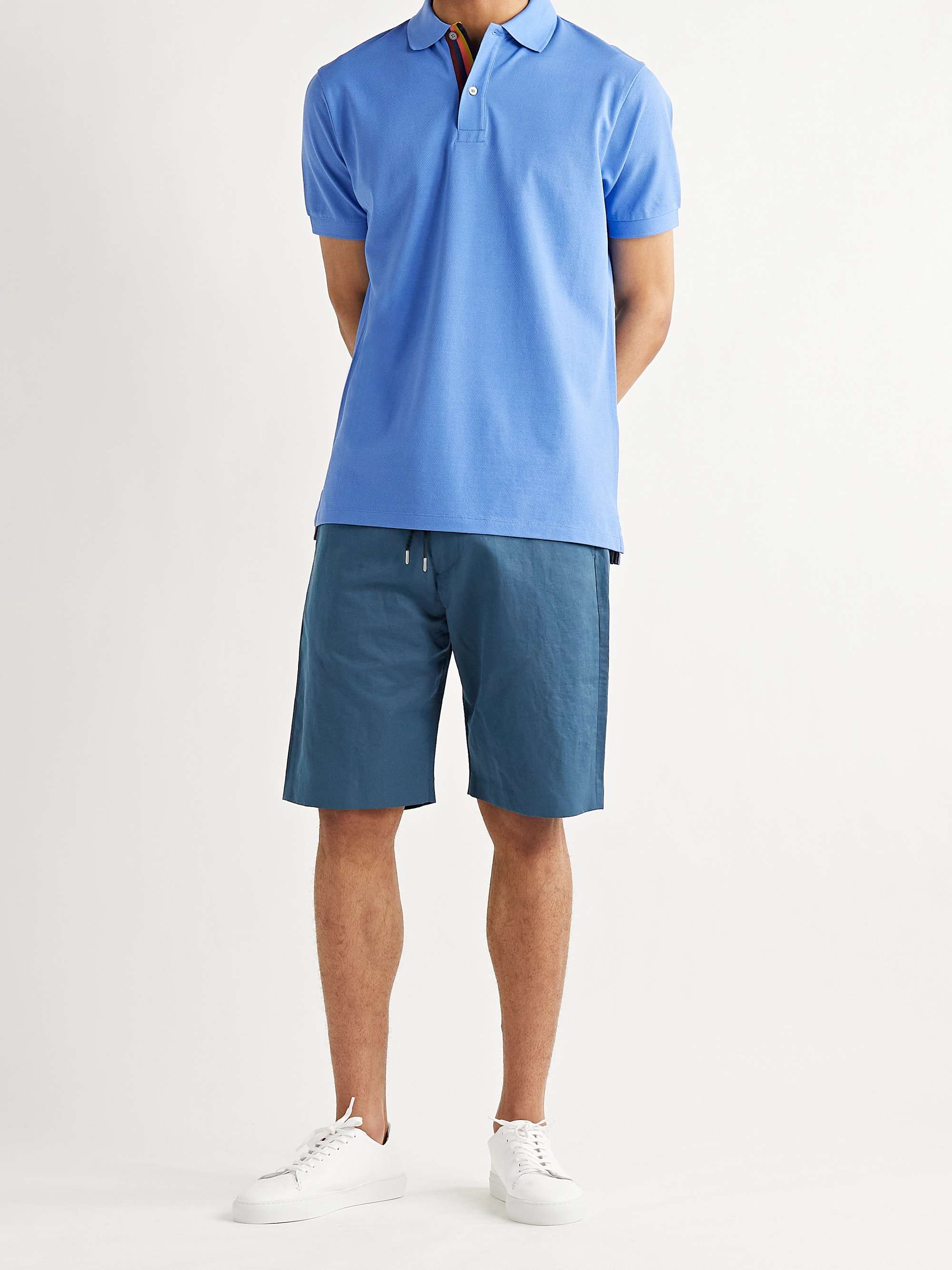 PAUL SMITH Cotton and Ramie-Blend Drawstring Shorts