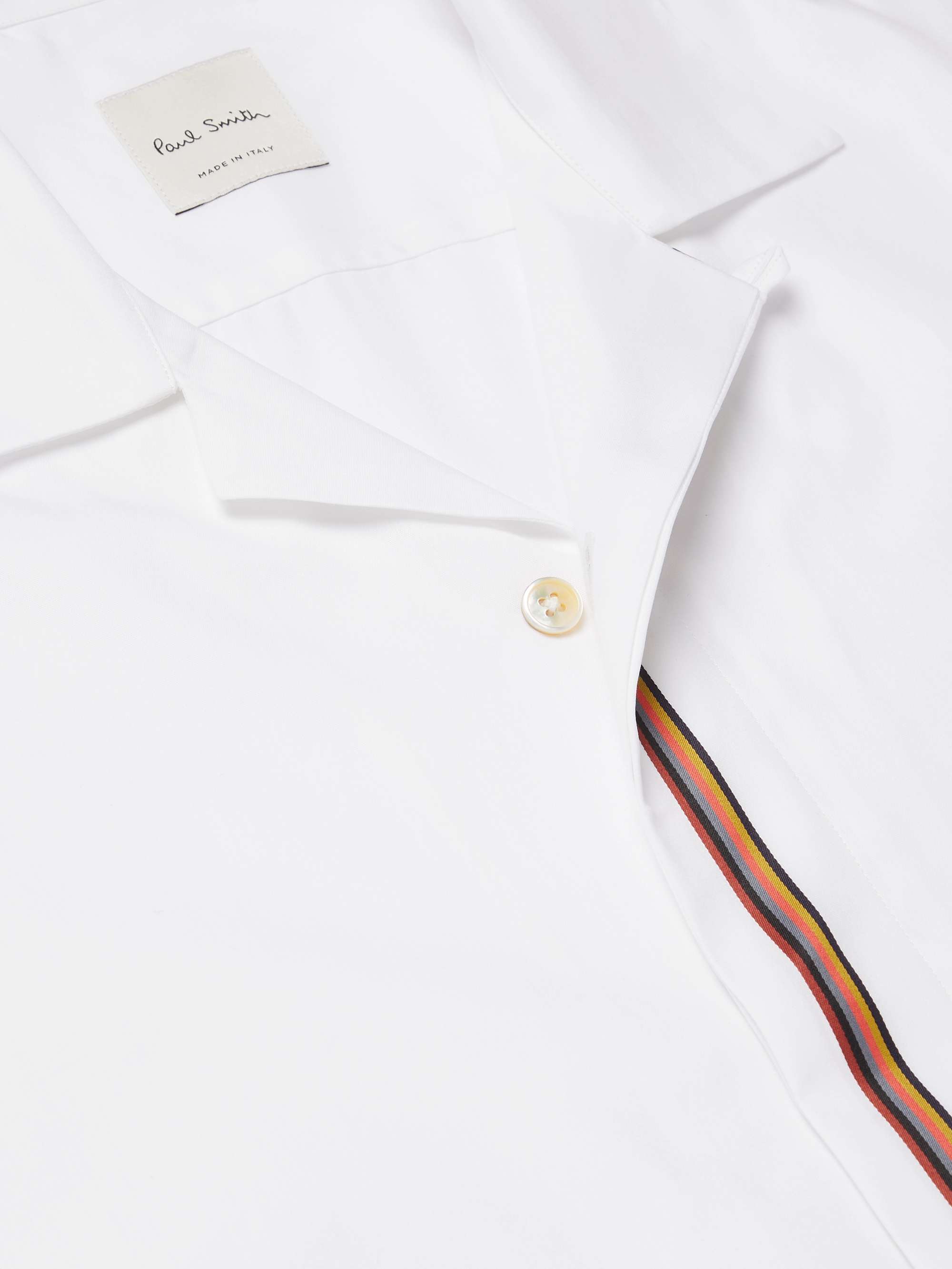 PAUL SMITH Camp-Collar Stripe-Trimmed Cotton-Poplin Shirt