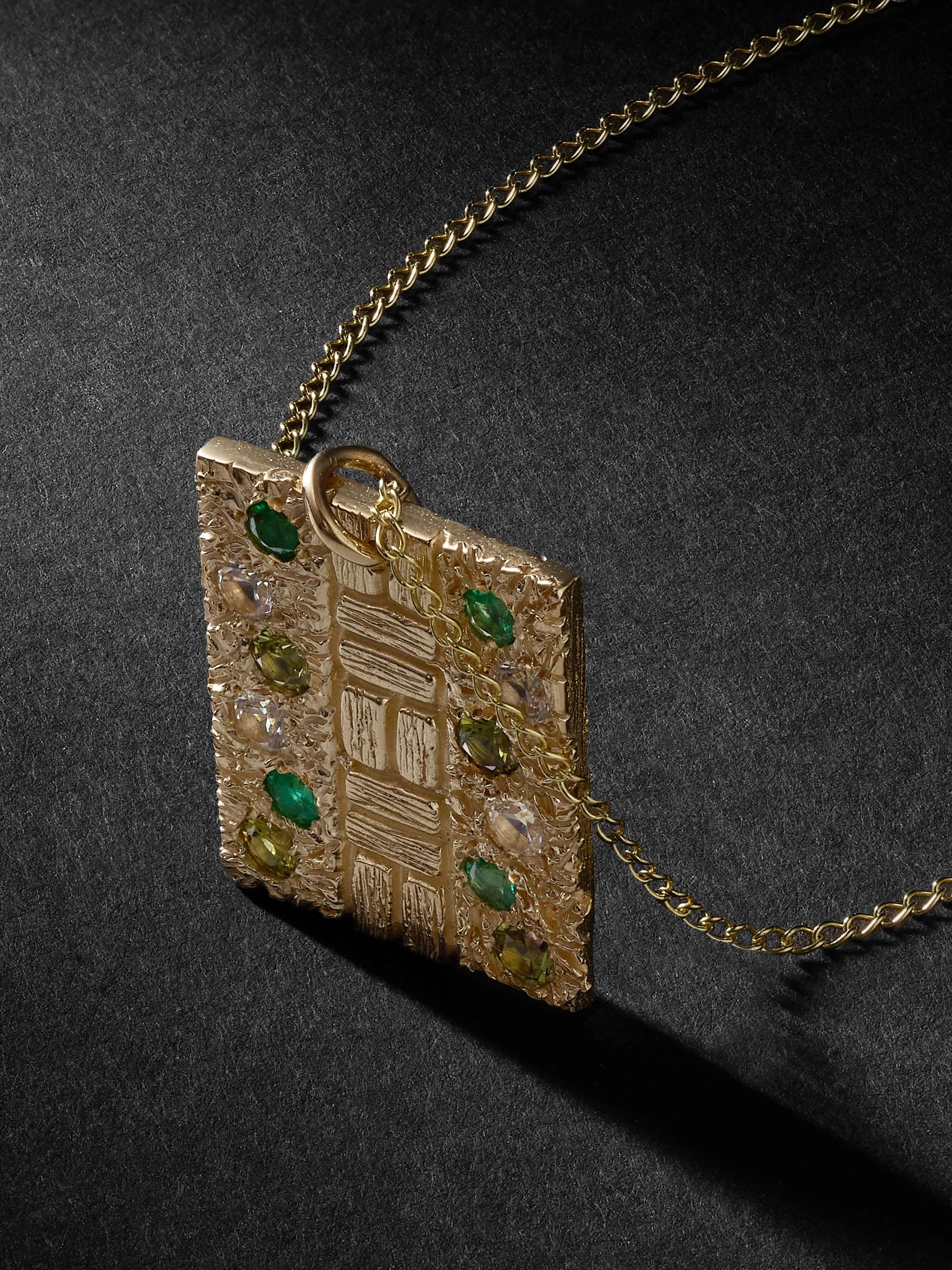 BLEUE BURNHAM Sissinghurst 9-Karat Recycled Gold, Emerald and Sapphire Necklace