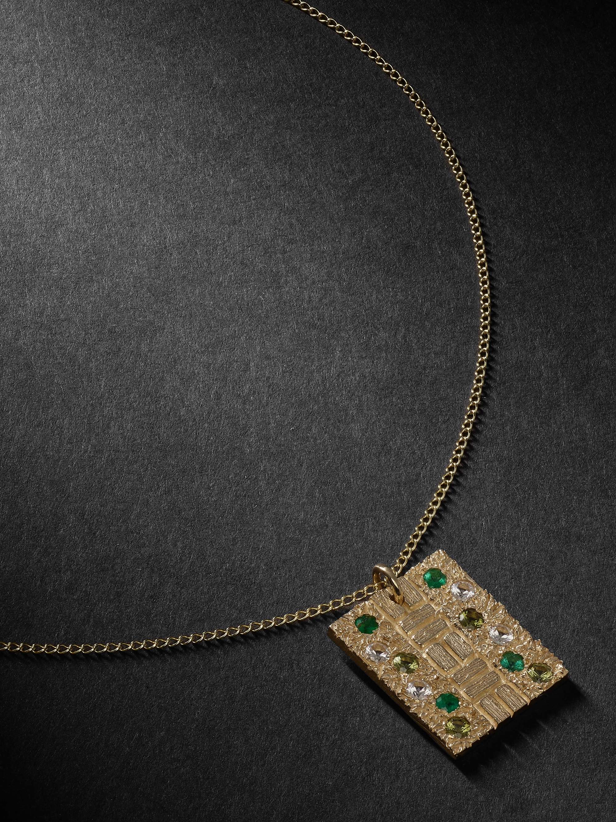 BLEUE BURNHAM Sissinghurst 9-Karat Recycled Gold, Emerald and Sapphire Necklace