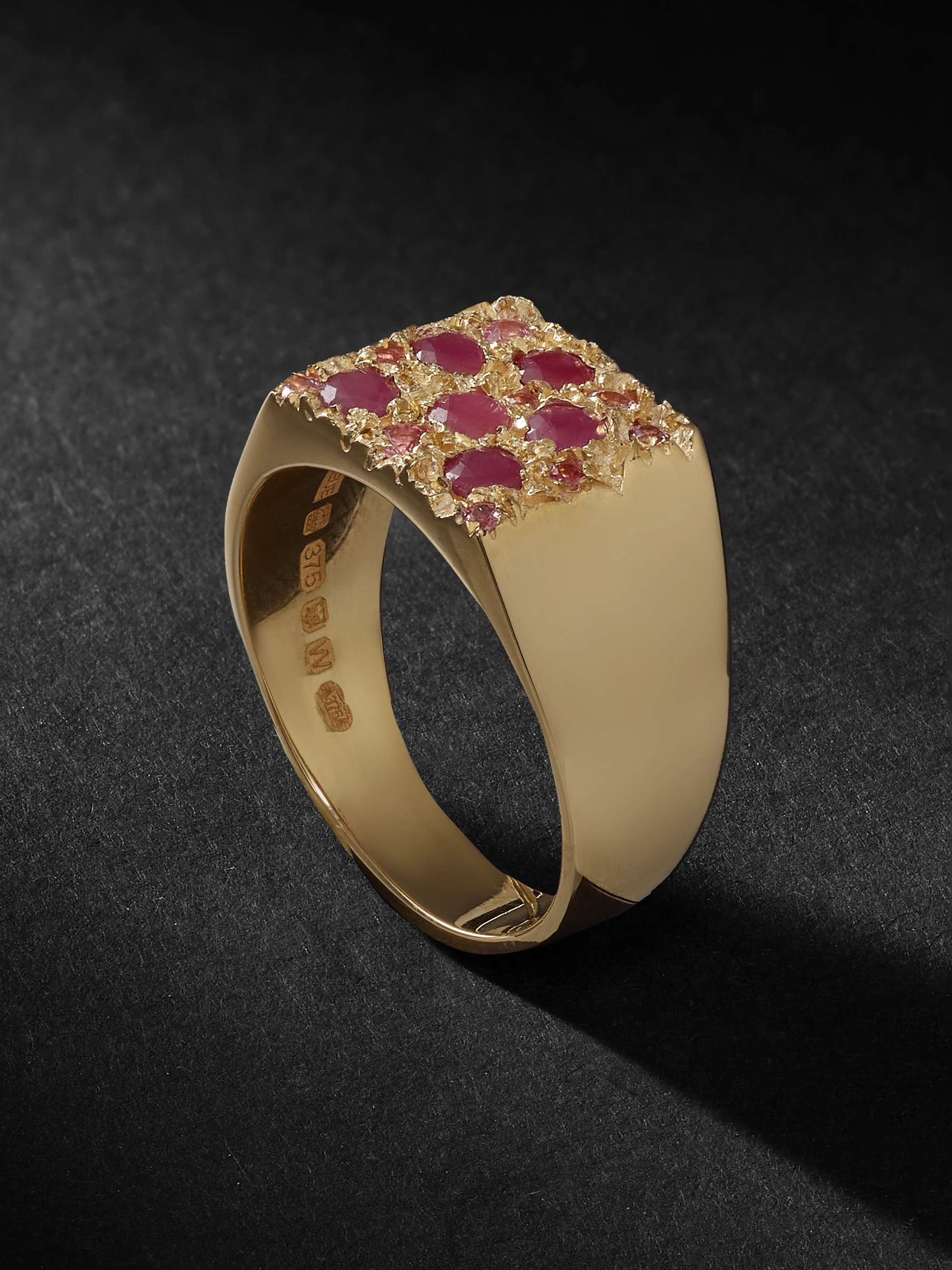 BLEUE BURNHAM Tuscany Superb Recycled 9-Karat Gold, Ruby and Sapphire Signet Ring