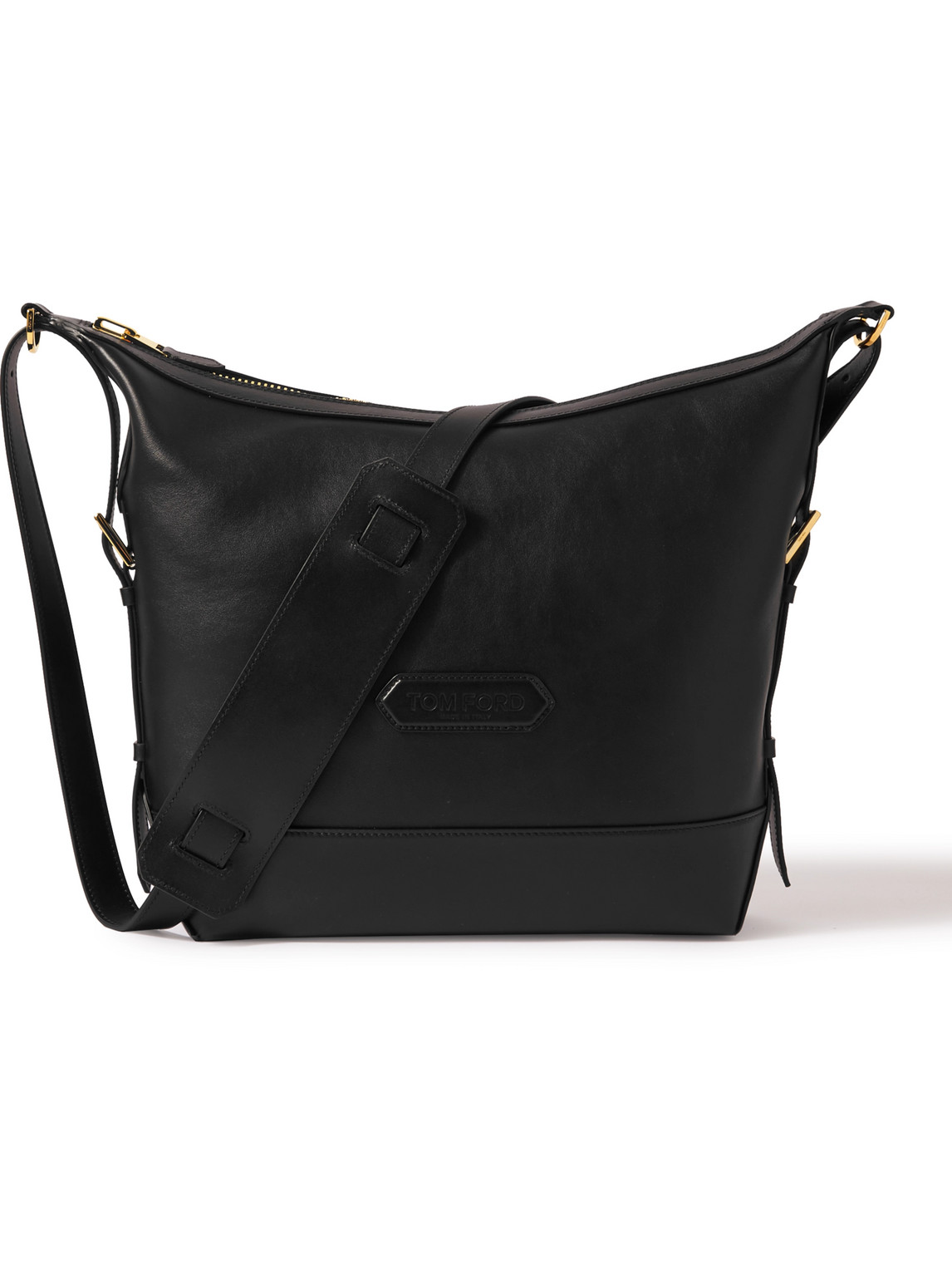 Tom Ford Medium Logo Smooth Leather Tote Bag In Black