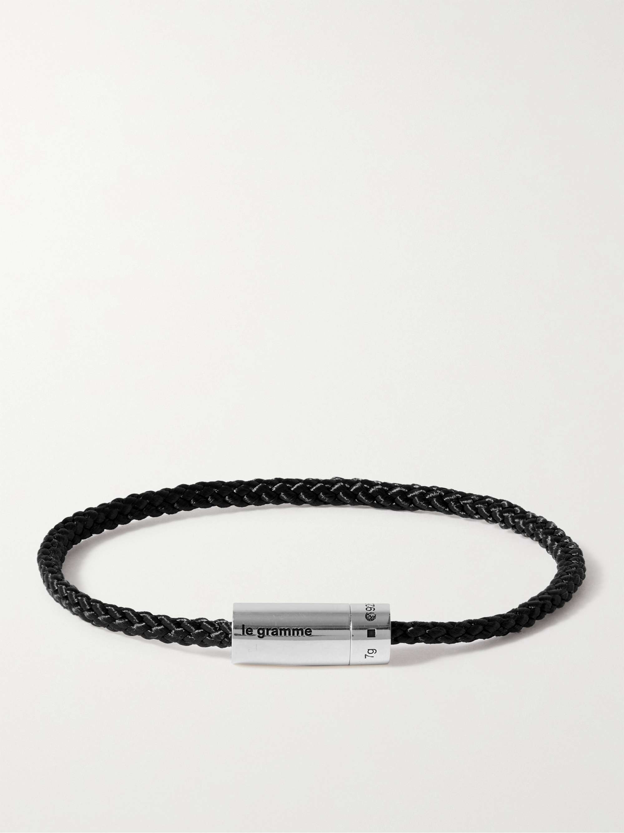 LE GRAMME 5g Braided Cord and Sterling Silver Bracelet,Black