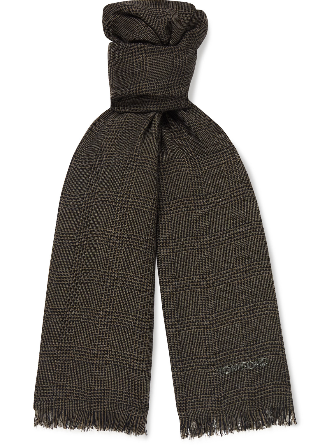 TOM FORD PRINCE OF WALES CHECKED WOOL SCARF