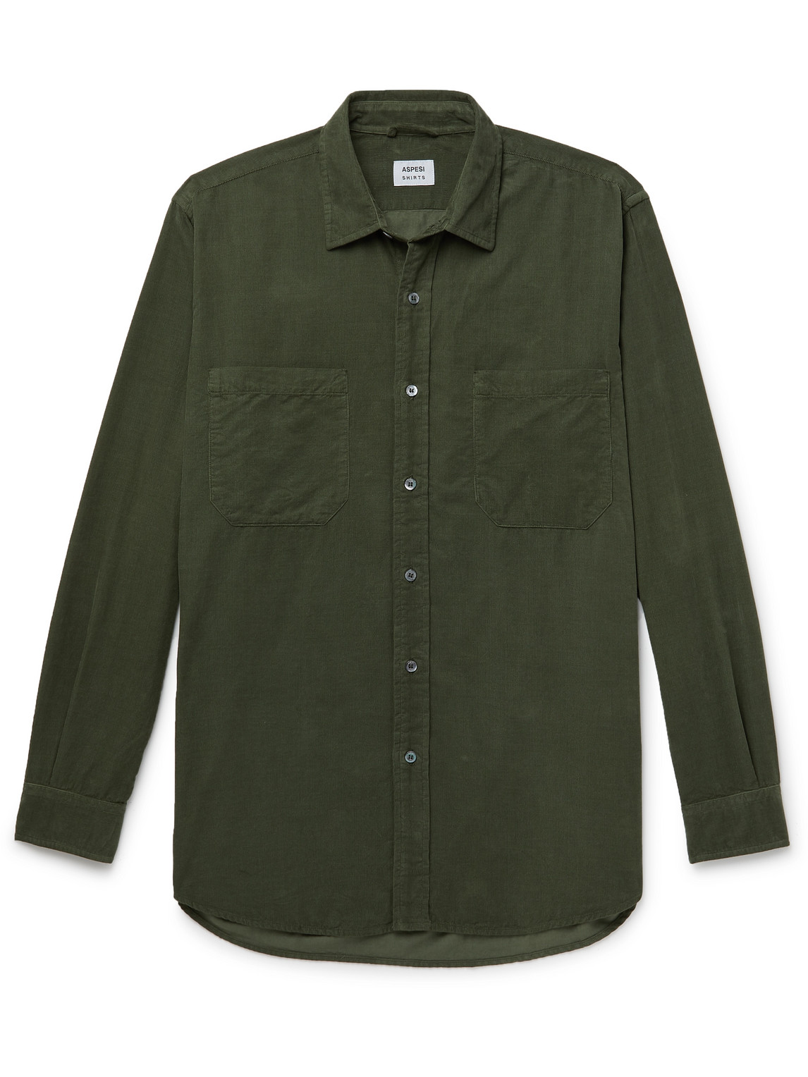 Aspesi Garment-dyed Cotton-corduroy Shirt In Green