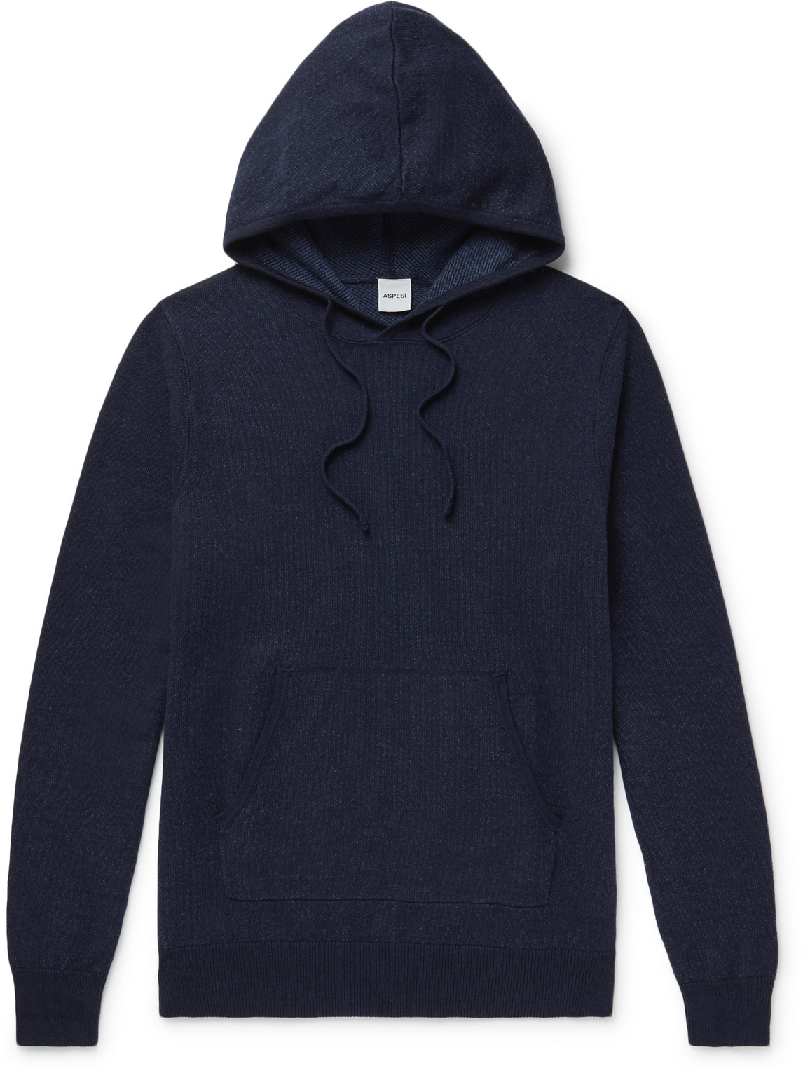 Aspesi Cotton, Cashmere And Wool-blend Hoodie In Blue
