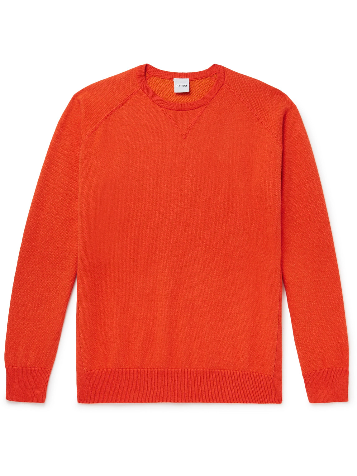 Aspesi Cotton, Cashmere And Wool-blend Jersey Sweater In Orange