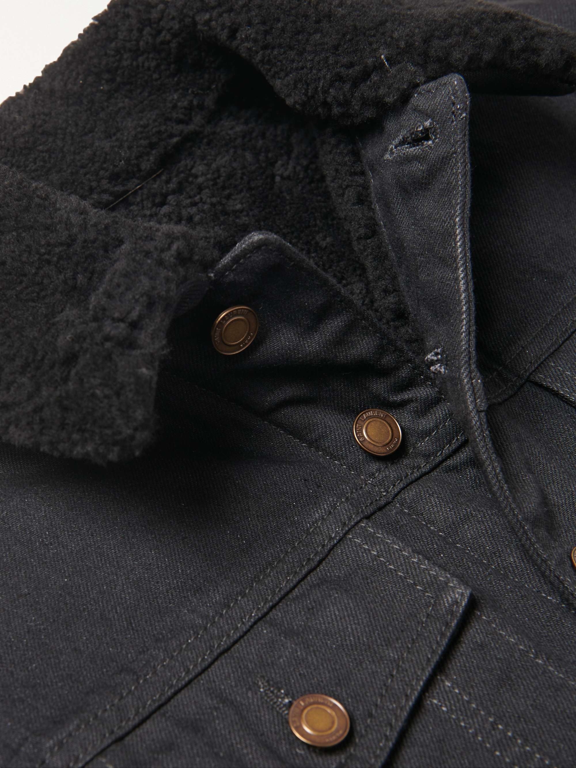 SAINT LAURENT Shearling-Trimmed Denim Jacket