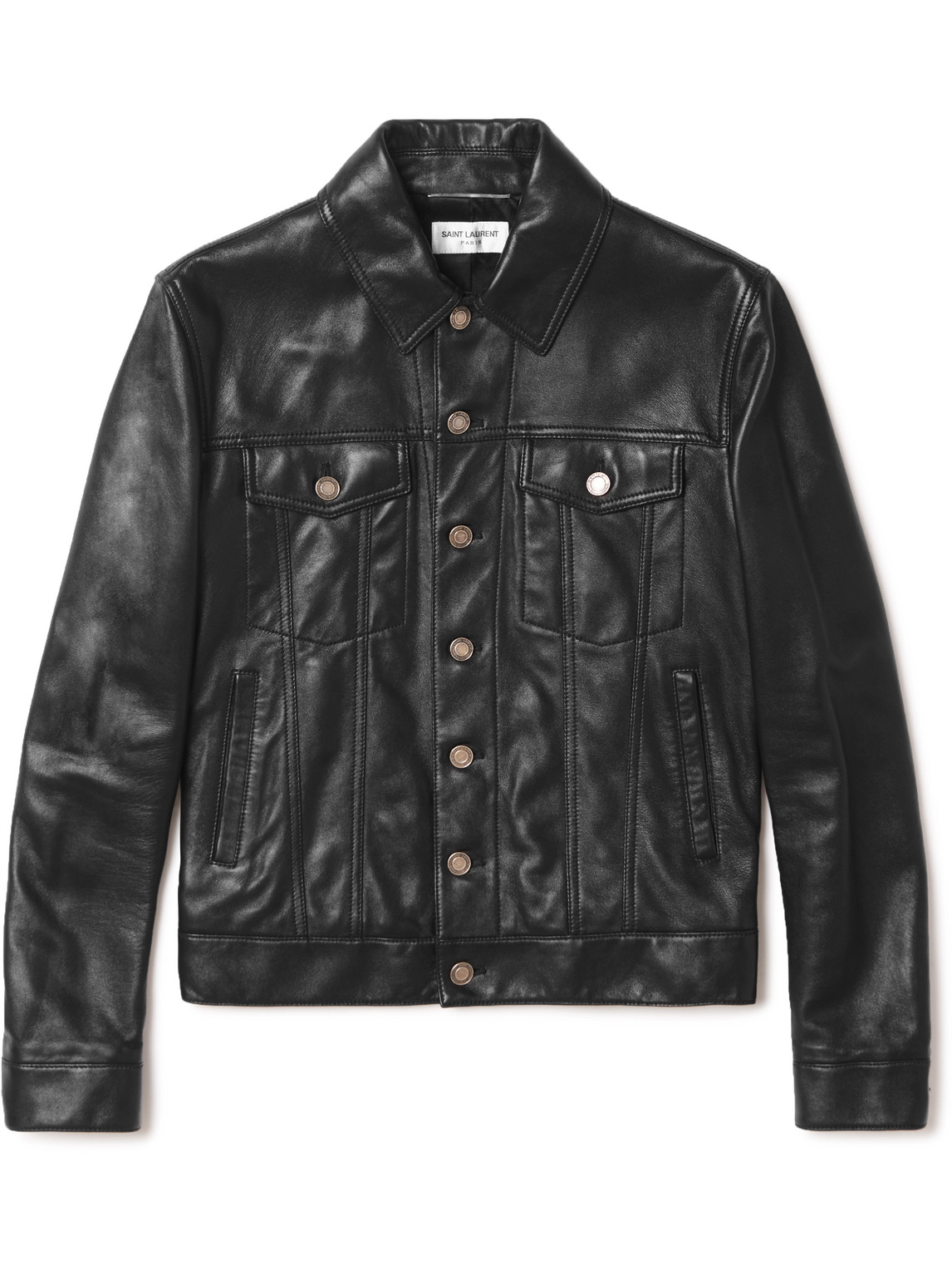 Saint Laurent Black Leather Vintage Effect Jacket