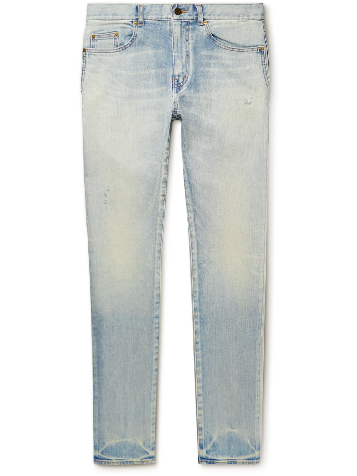 Saint Laurent Distressed Skinny-fit Jeans In Blue