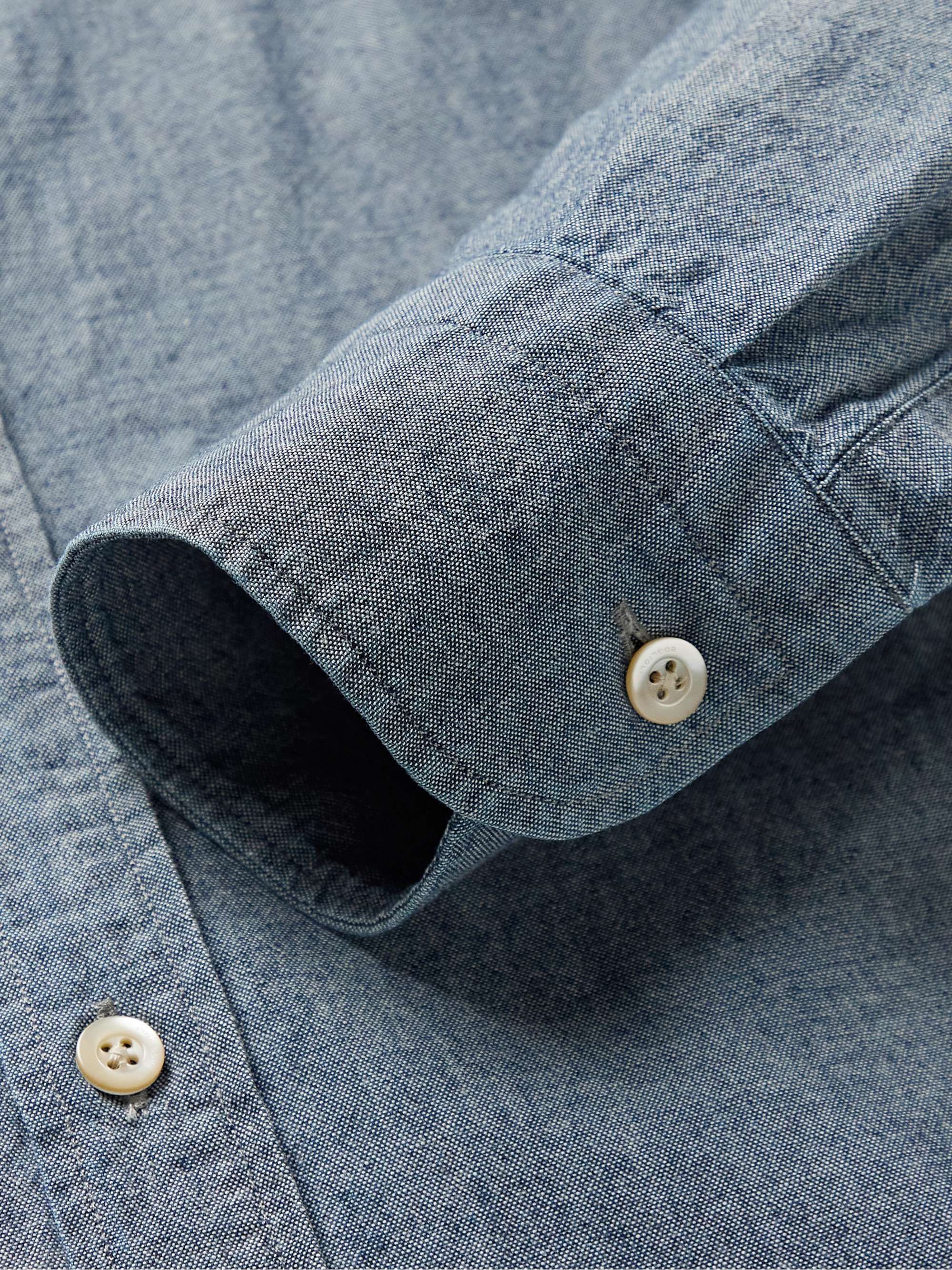 BOGLIOLI Slim-Fit Button-Down Collar Cotton-Chambray Shirt