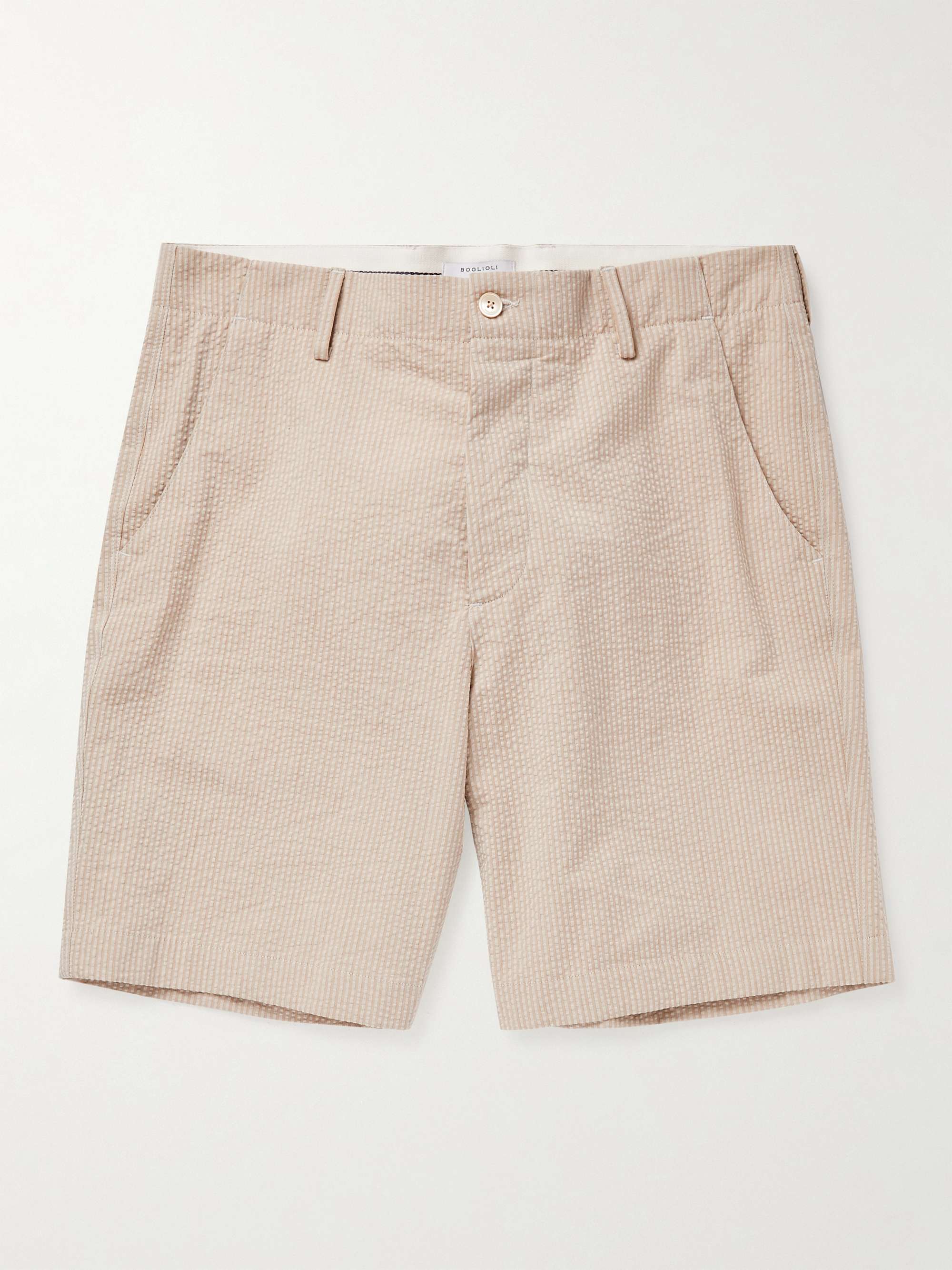 BOGLIOLI Striped Cotton-Seersucker Shorts