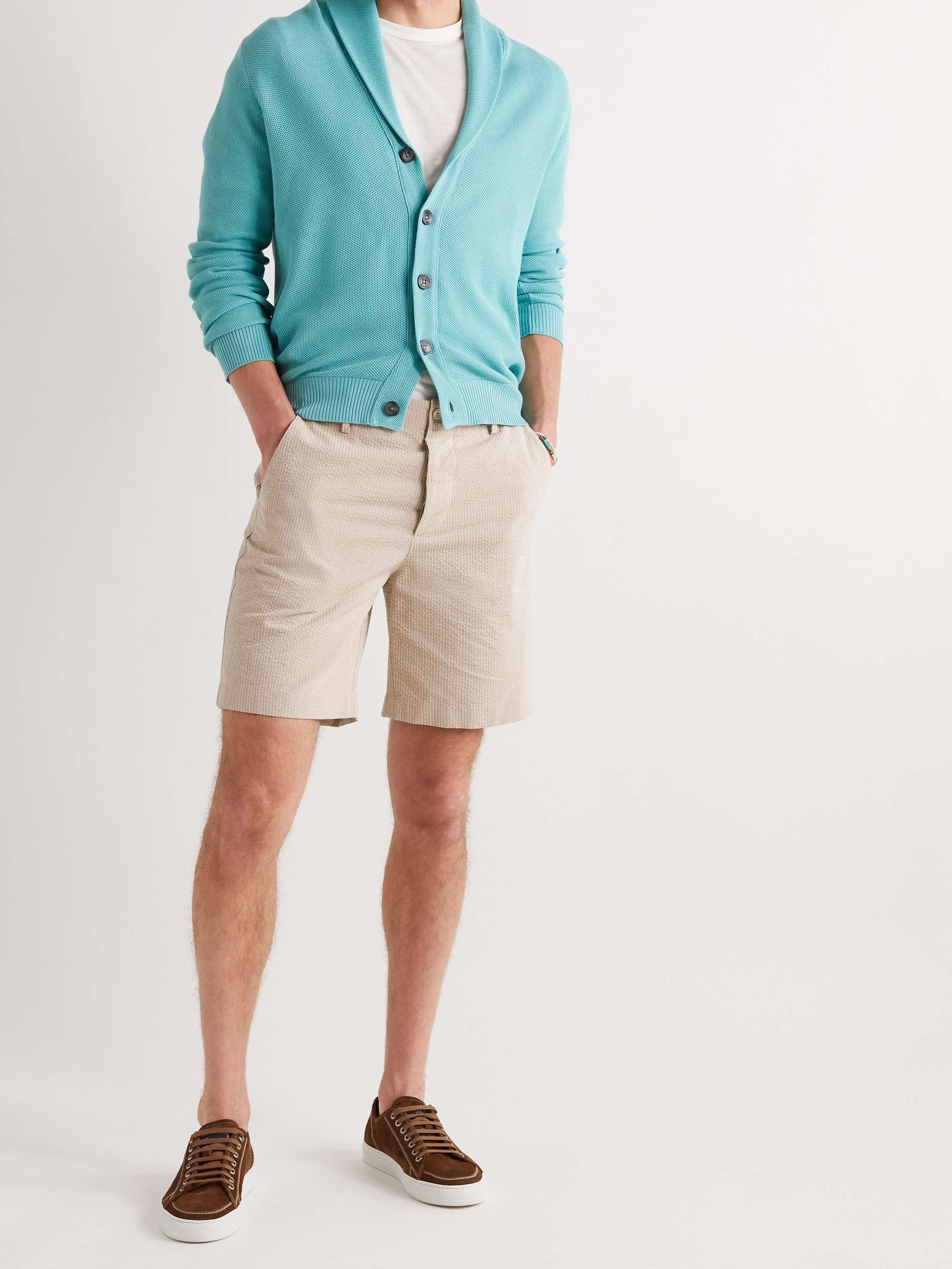 BOGLIOLI Striped Cotton-Seersucker Shorts