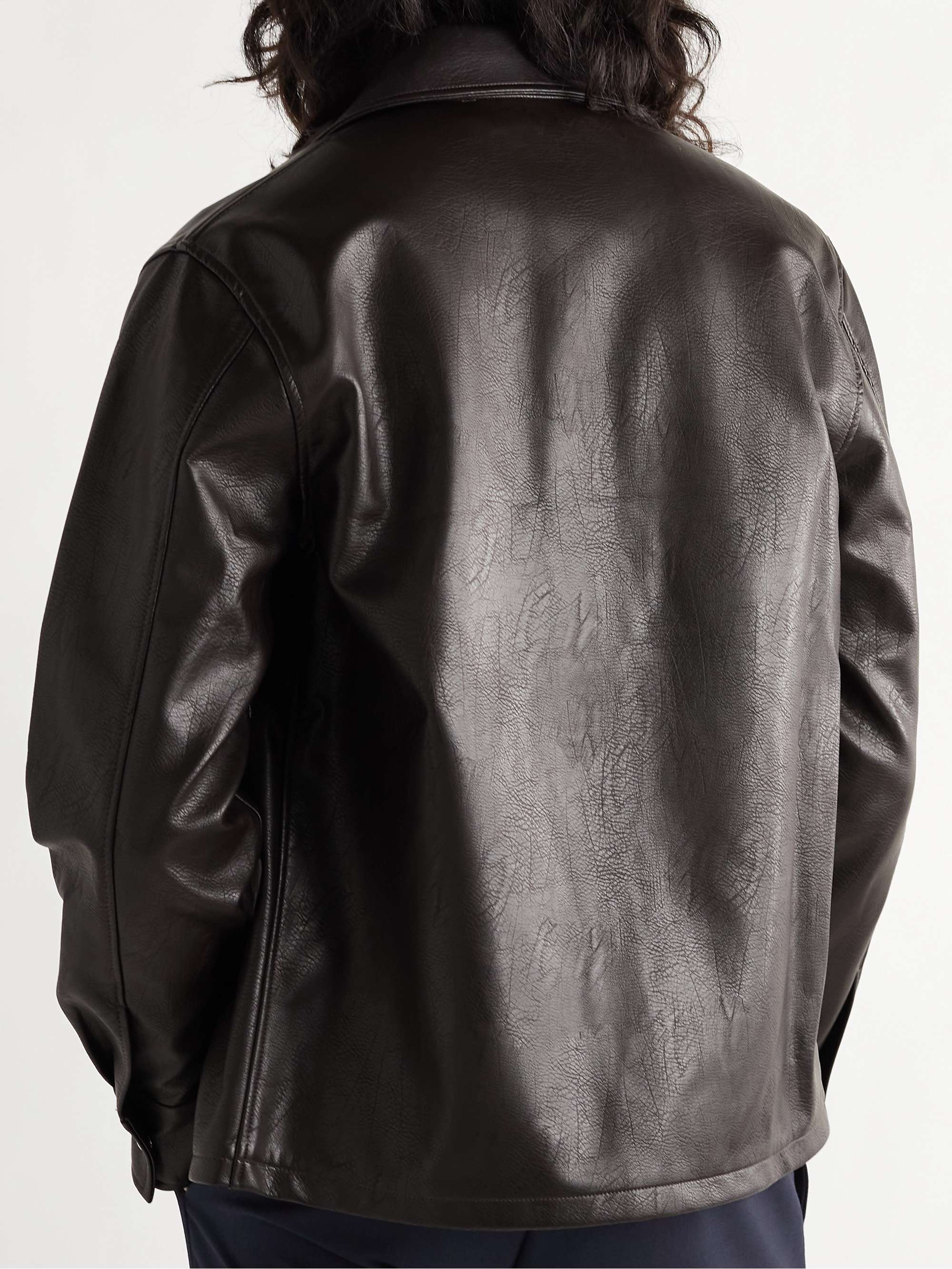 SÉFR Matsy Vegan Textured-Leather Shirt Jacket