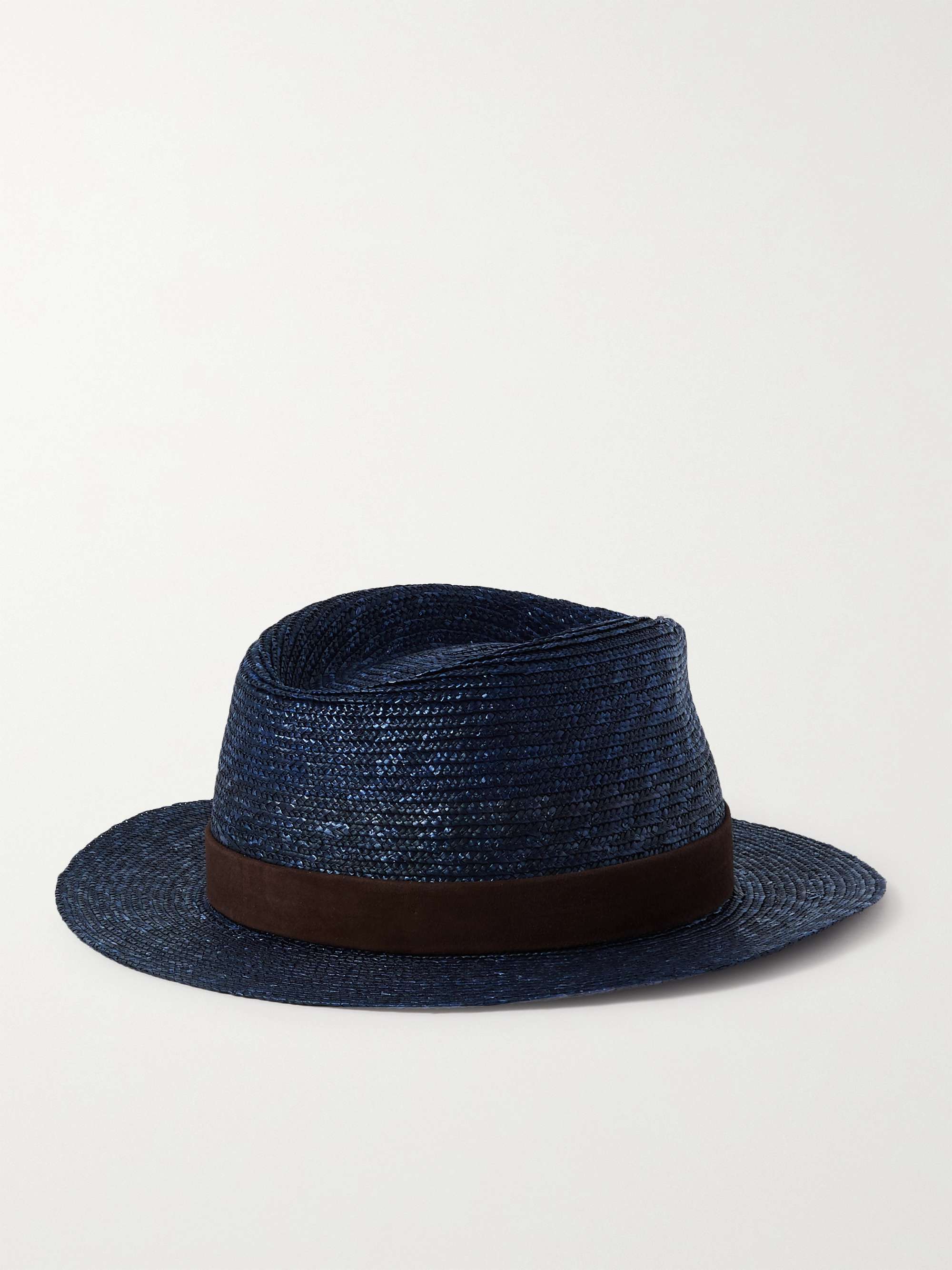 LOCK & CO HATTERS Suede-Trimmed Straw Panama Hat