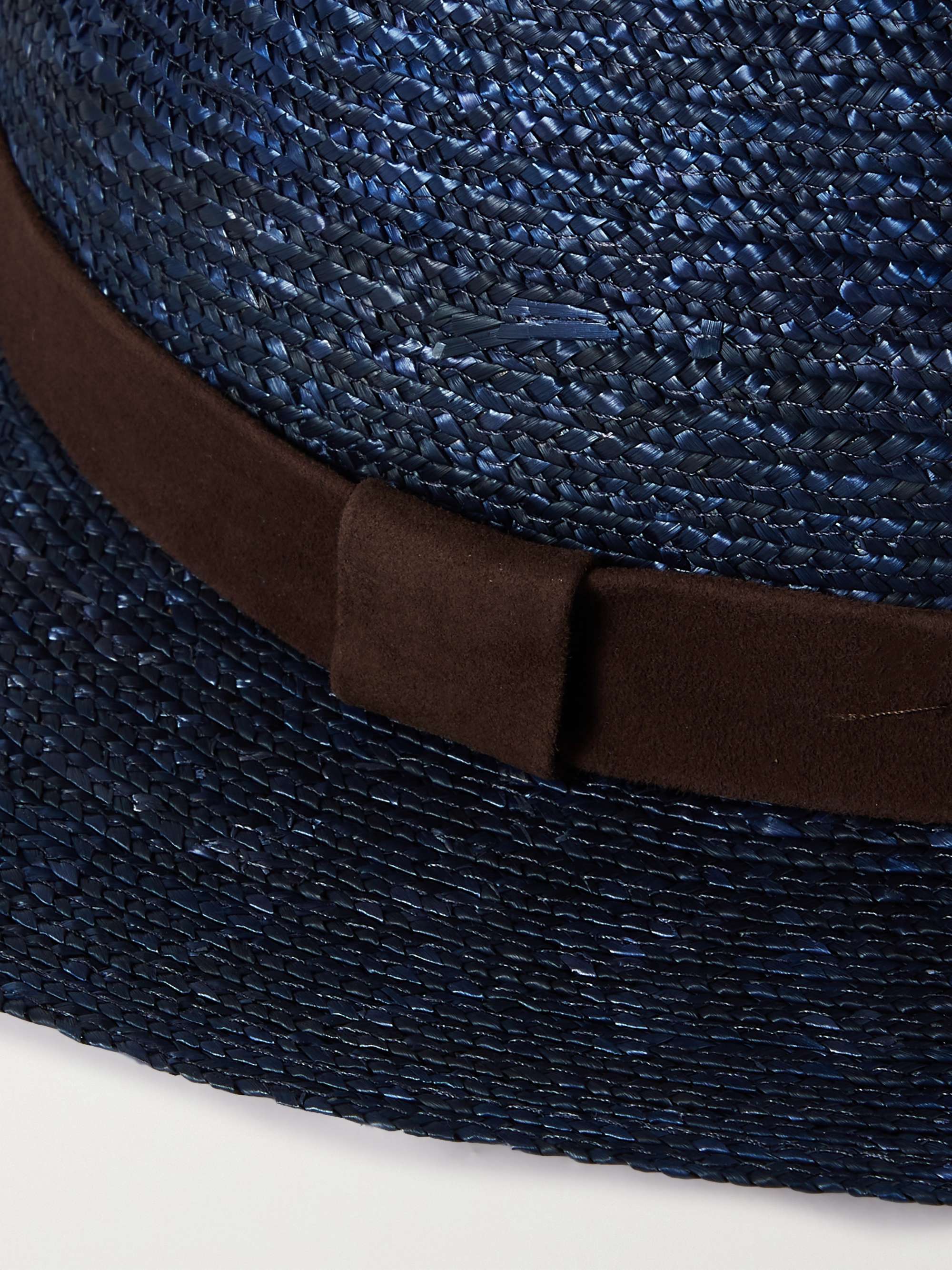 LOCK & CO HATTERS Suede-Trimmed Straw Panama Hat