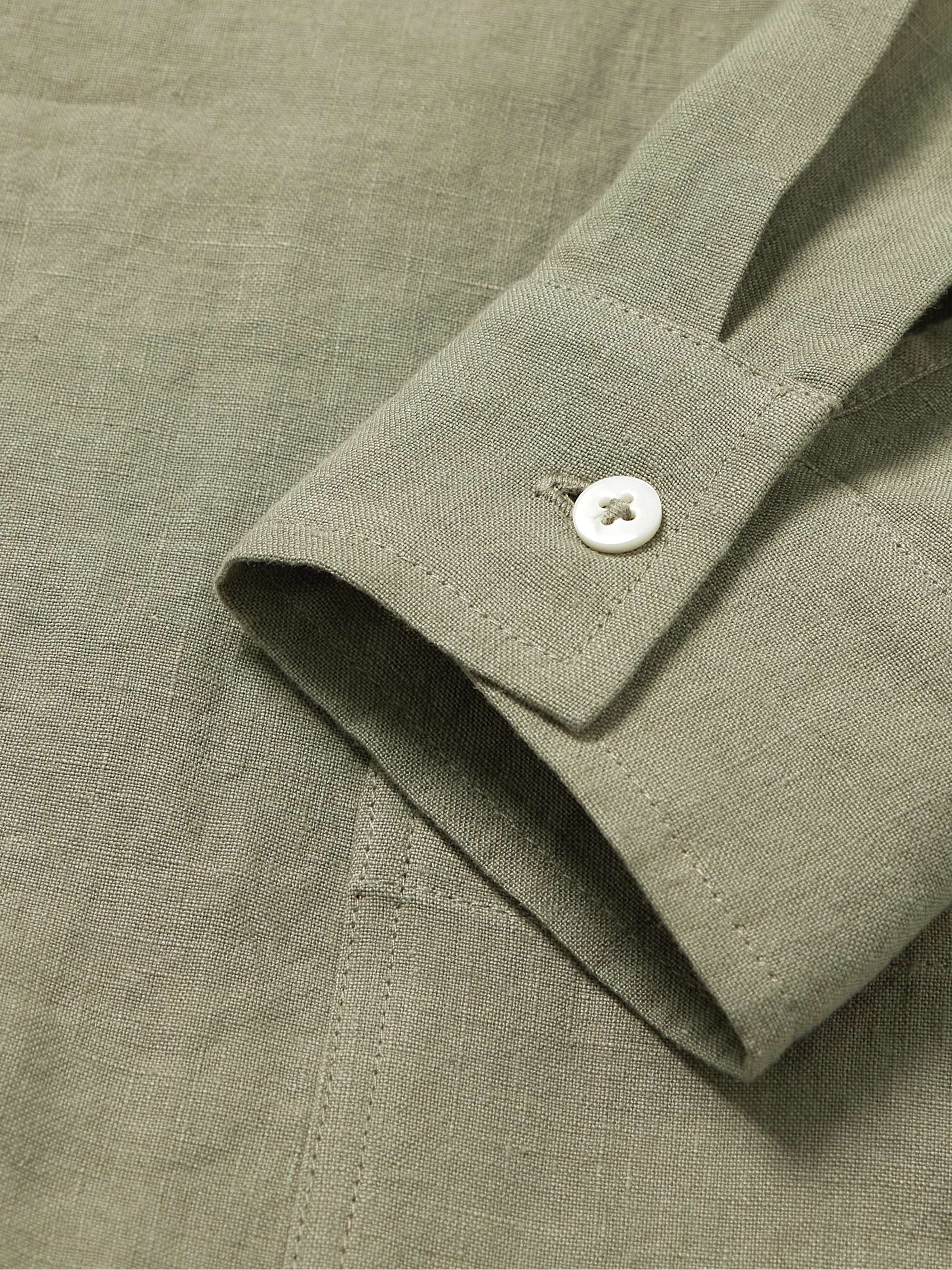 DE BONNE FACTURE Camp-Collar Washed Linen-Canvas Chore Jacket