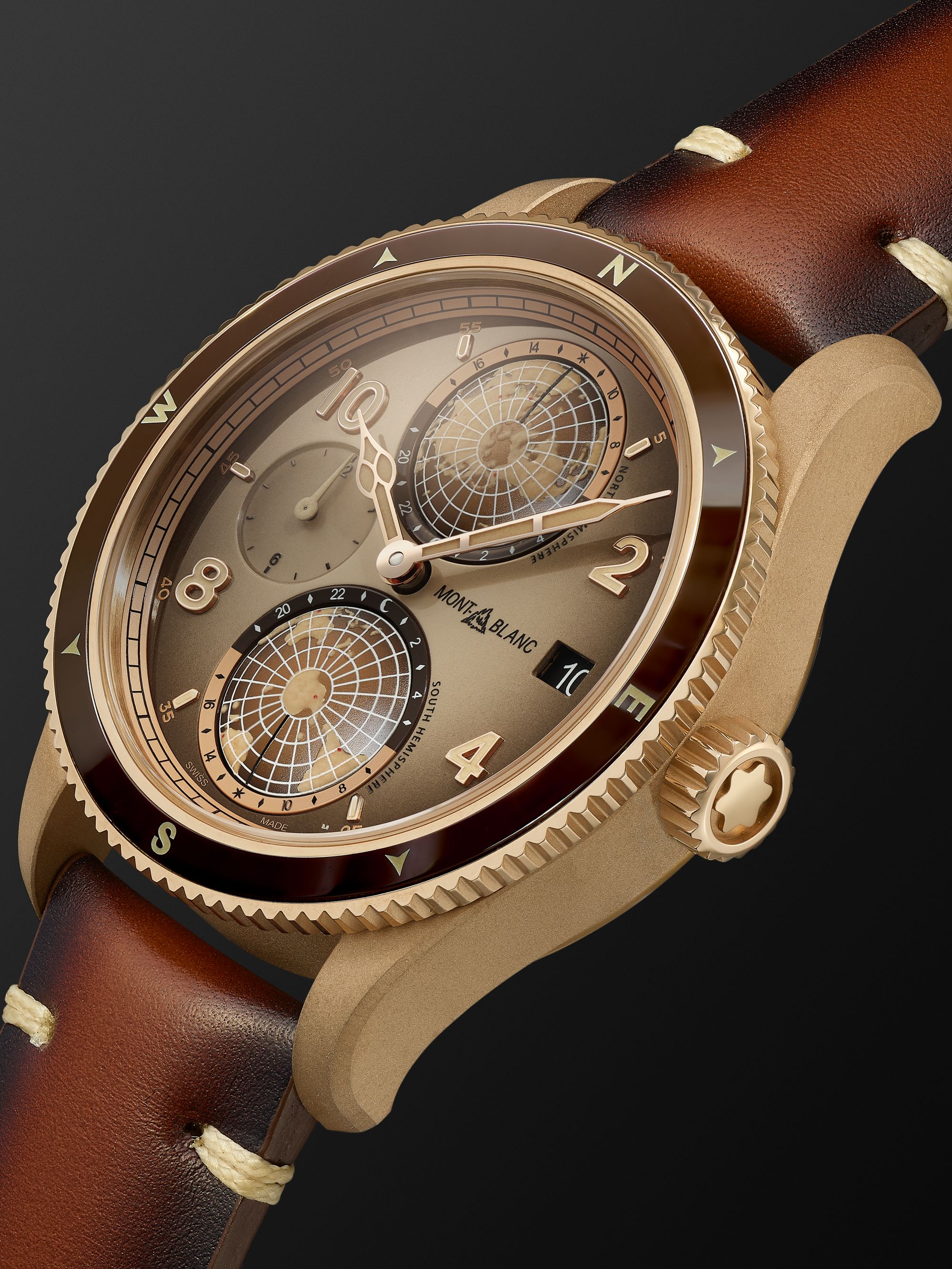 MONTBLANC 1858 Geosphere Limited Edition Automatic 42mm Bronze and Leather Watch, Ref. No. 128504