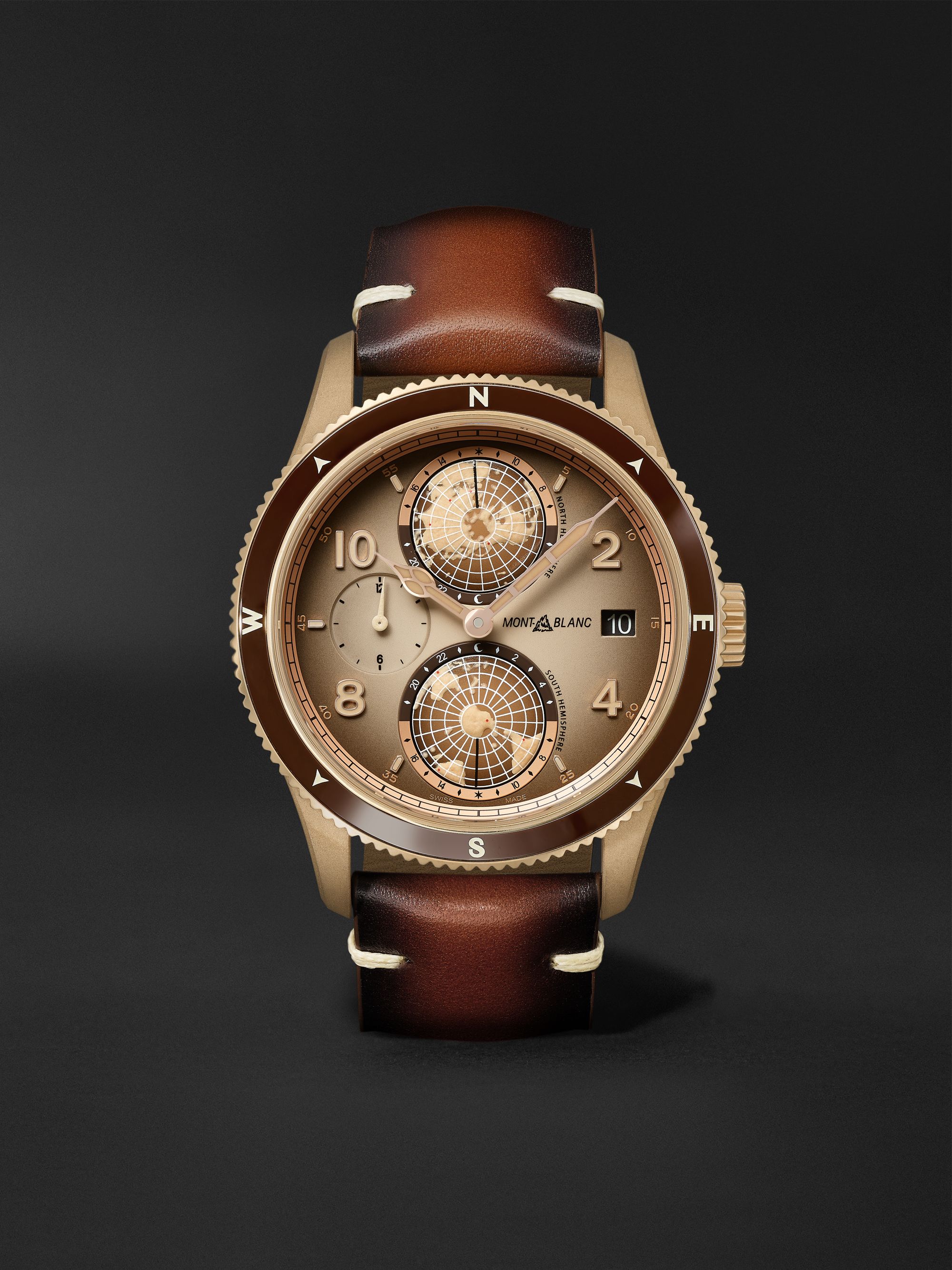 MONTBLANC 1858 Geosphere Limited Edition Automatic 42mm Bronze and Leather Watch, Ref. No. 128504