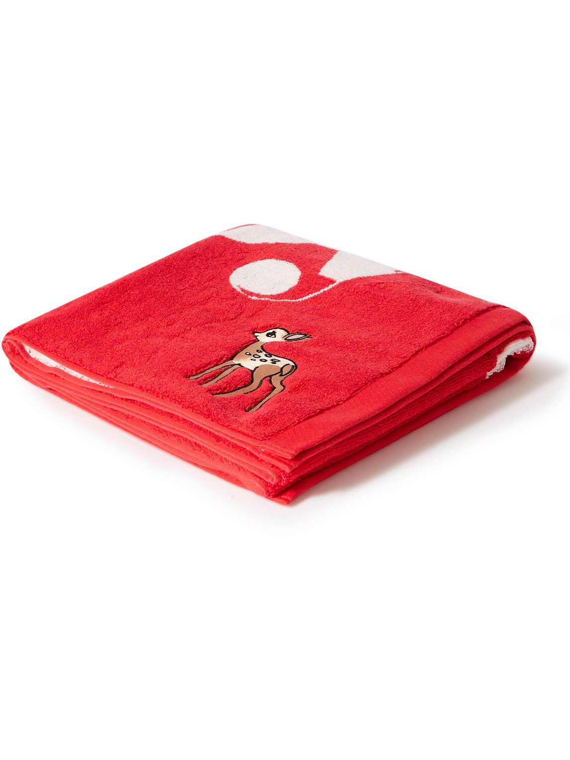 Undercover Embroidered Cotton-terry Jacquard Beach Towel In Red