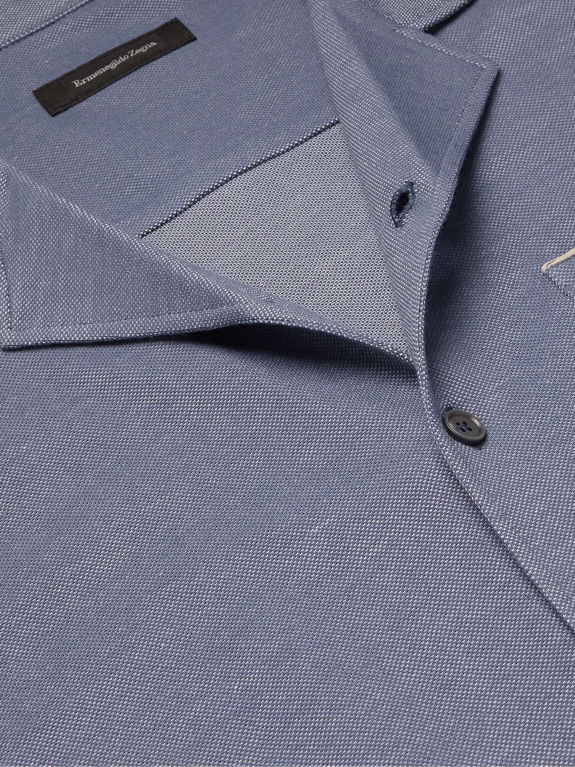 ERMENEGILDO ZEGNA Camp-Collar Cotton-Piqué Shirt