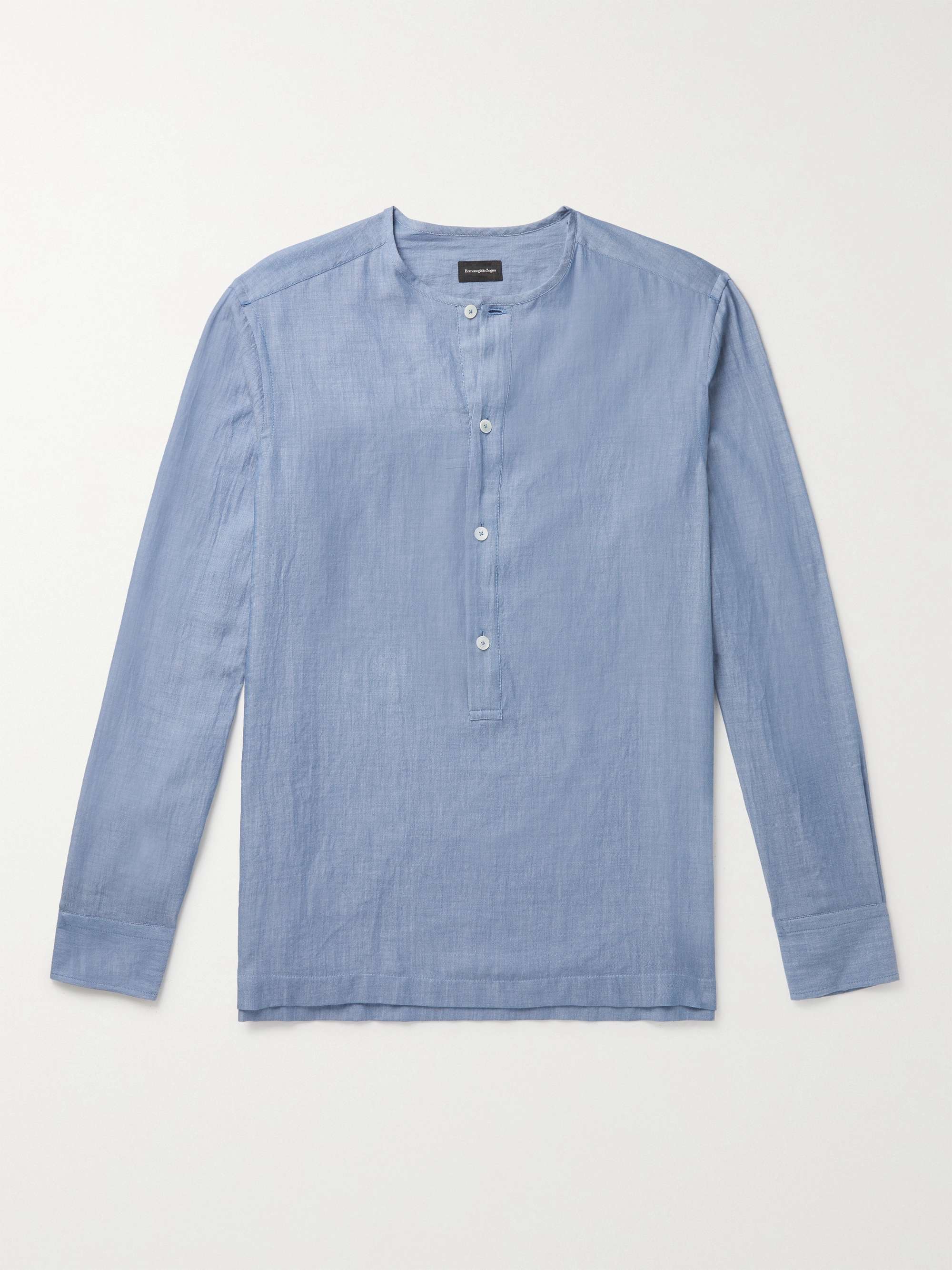 ERMENEGILDO ZEGNA Cotton-Chambray Henley Shirt