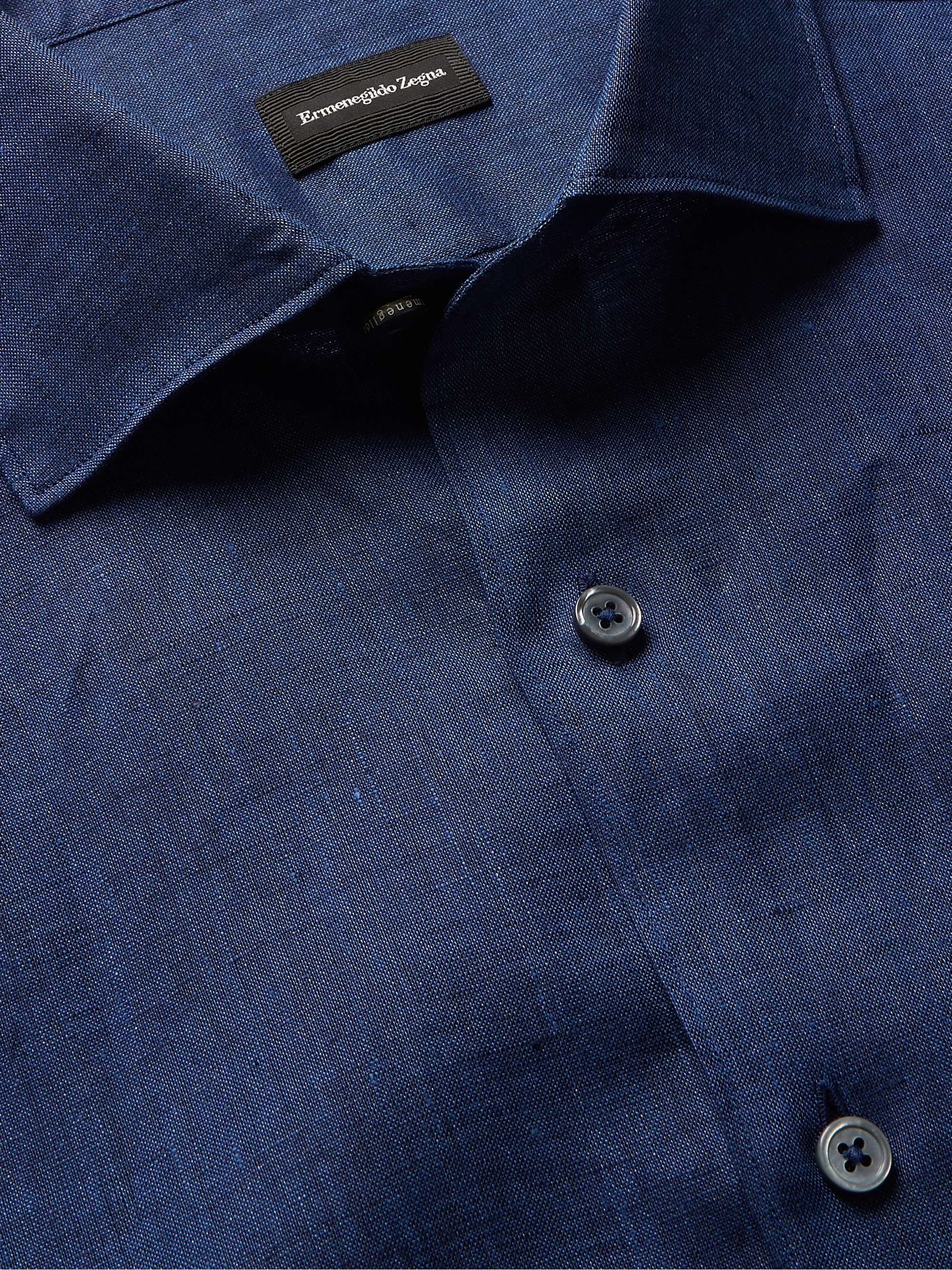 ERMENEGILDO ZEGNA Button-Down Collar Linen Shirt