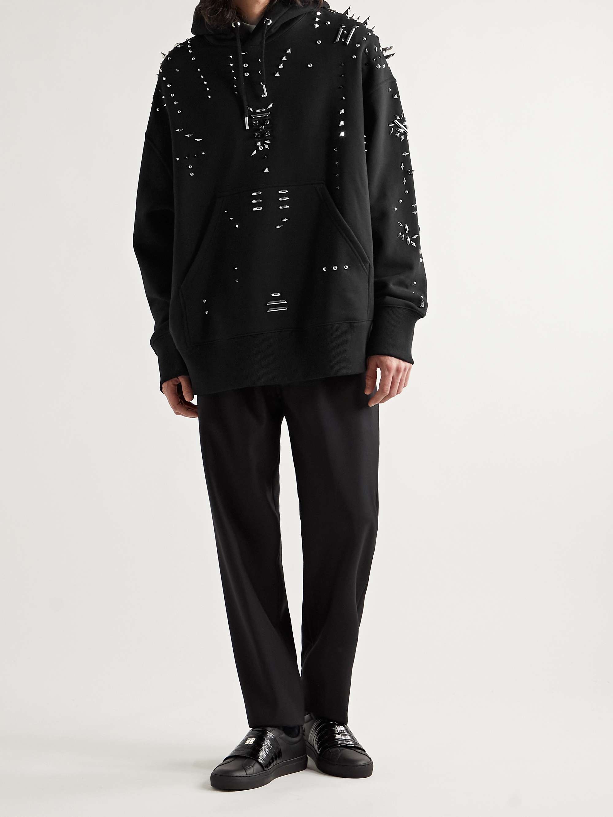 GIVENCHY Oversized Studded Cotton-Jersey Hoodie