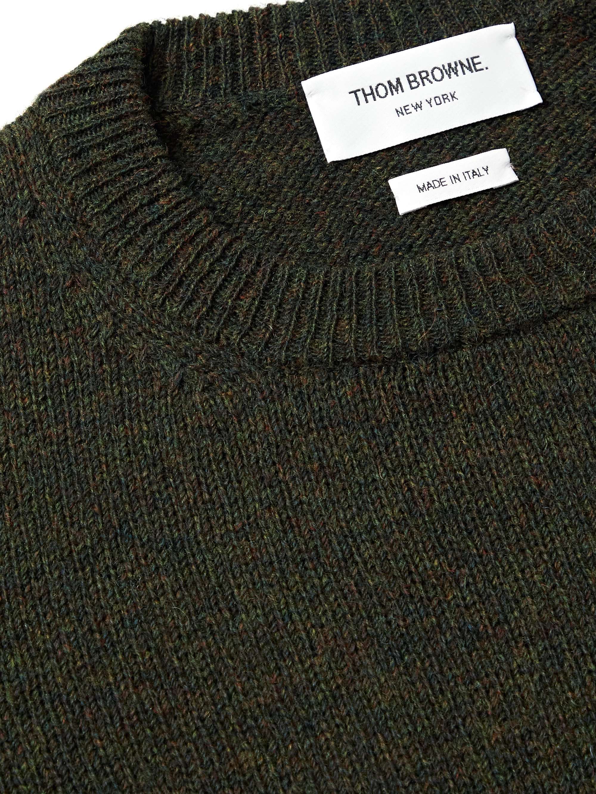 THOM BROWNE Slim-Fit Striped Shetland Wool Sweater