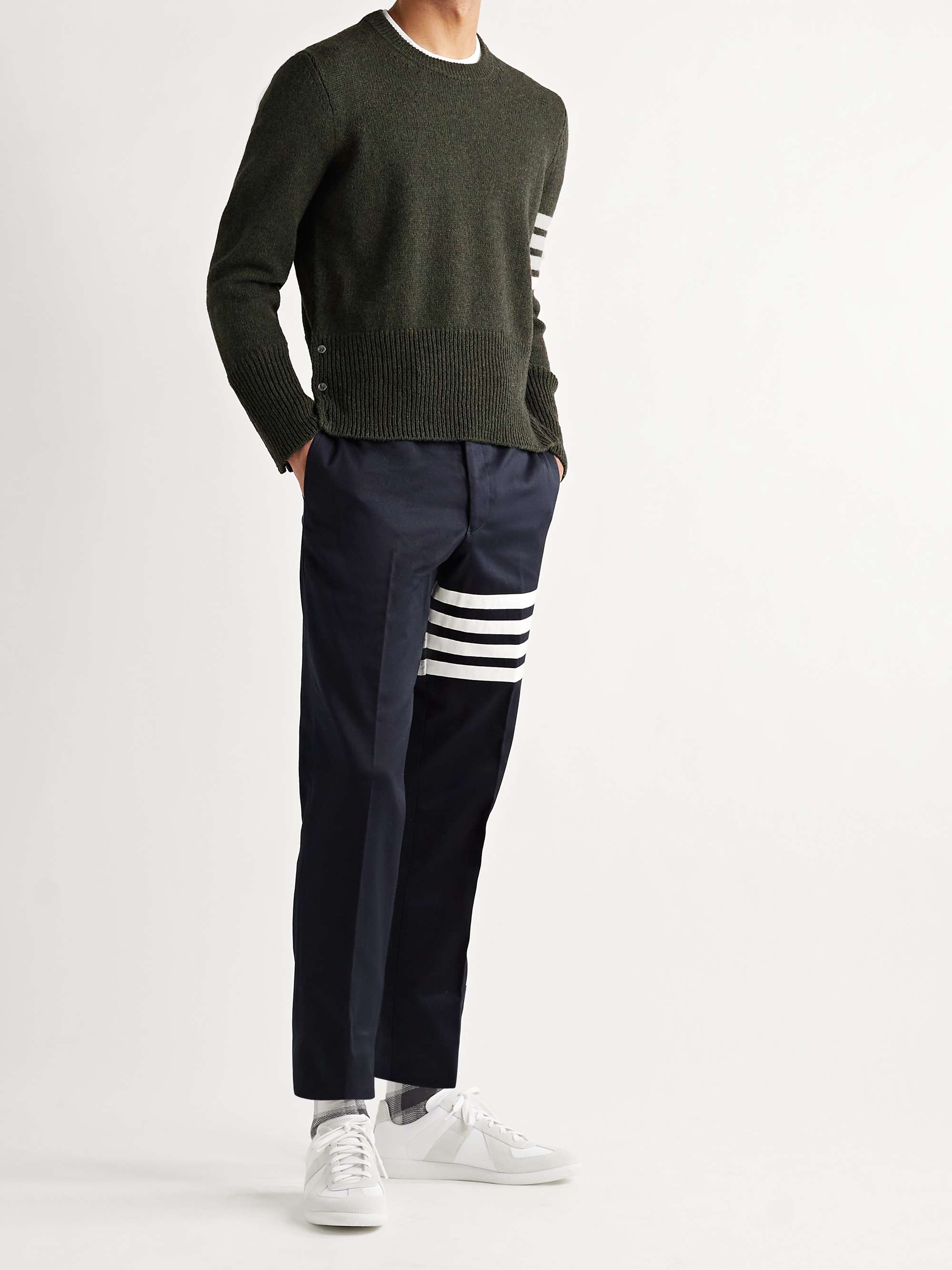 THOM BROWNE Slim-Fit Striped Shetland Wool Sweater