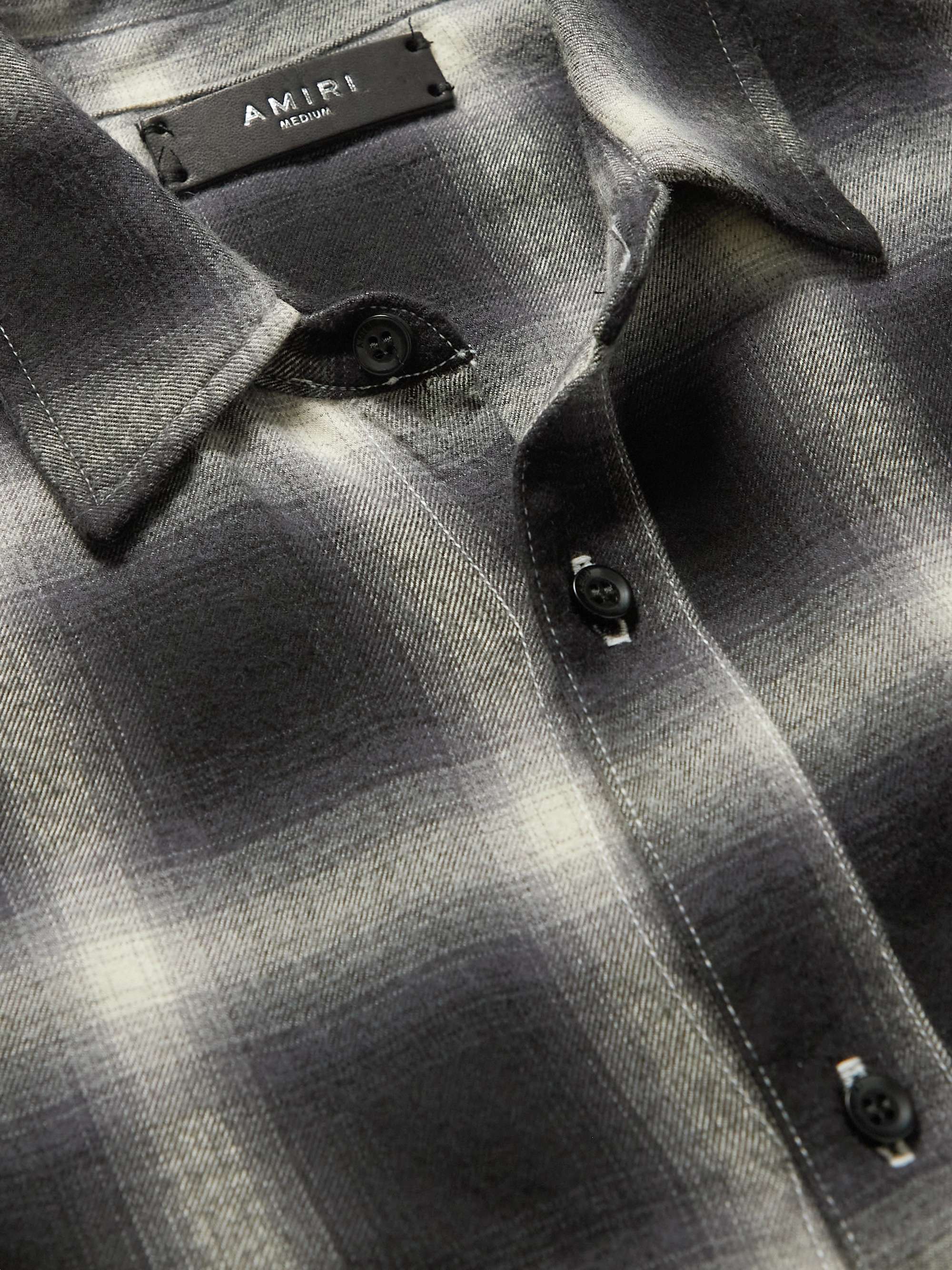 AMIRI Distressed Checked Cotton-Flannel Shirt