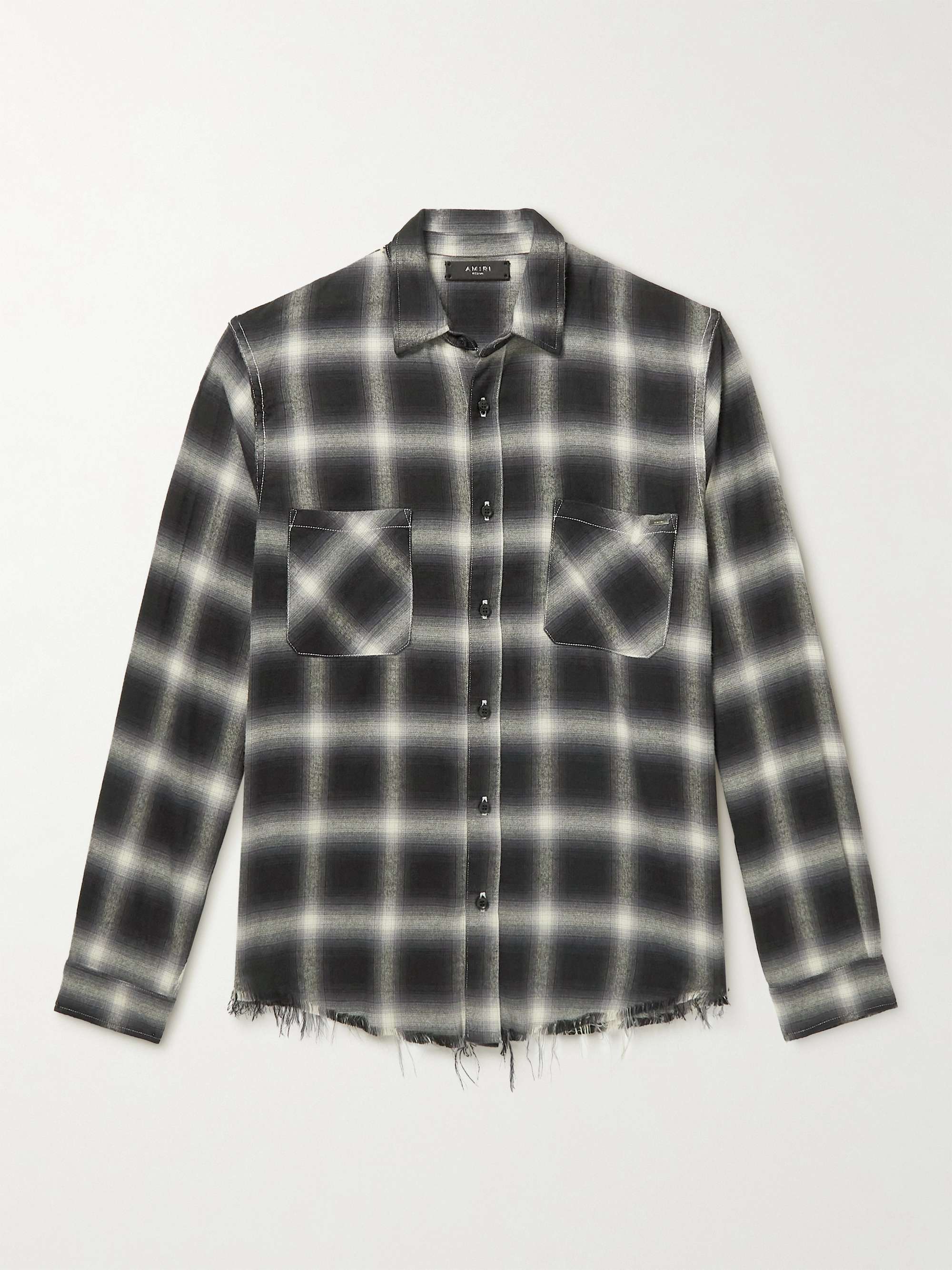 Distressed Checked Cotton-Flannel Shirt