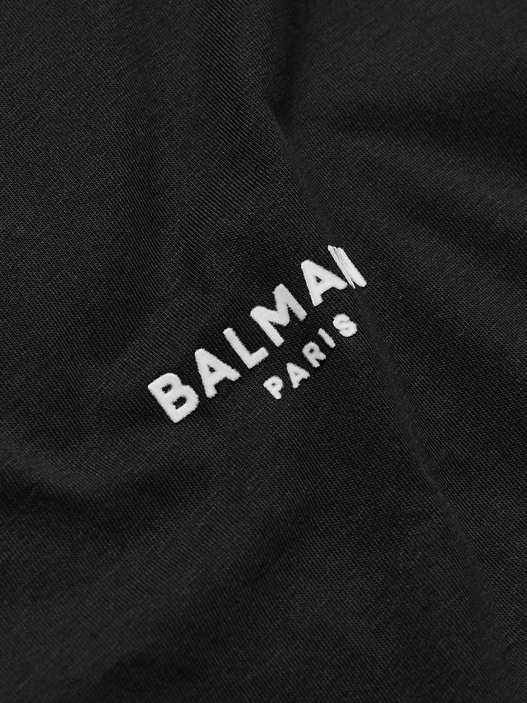 BALMAIN Logo-Flocked Cotton-Jersey T-Shirt