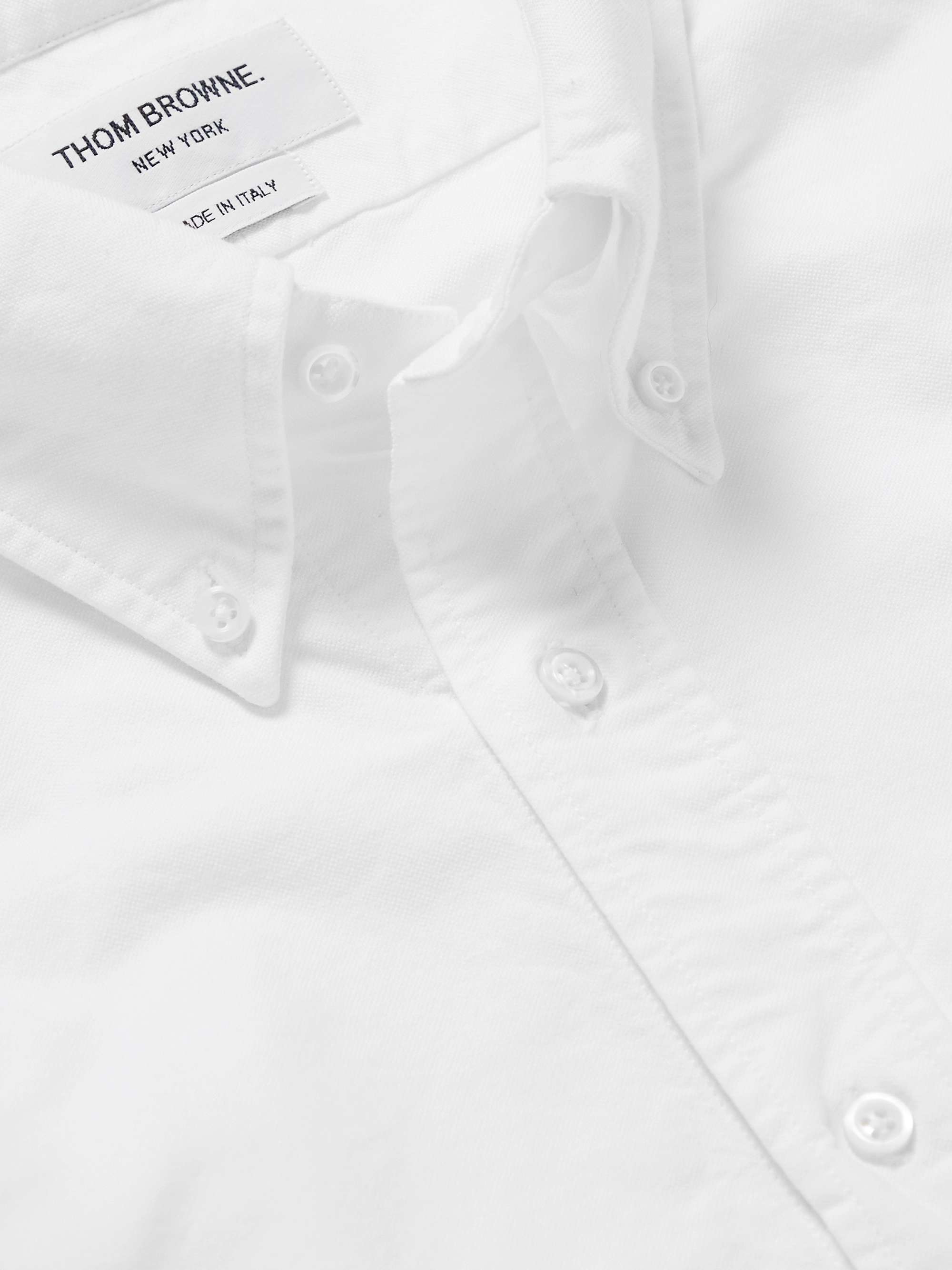 THOM BROWNE Grosgrain-Trimmed Cotton Oxford Shirt