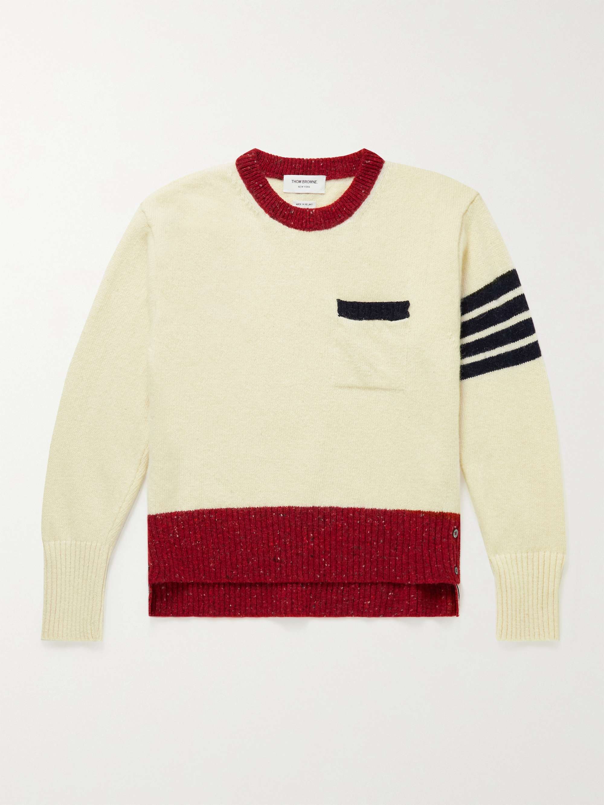 THOM BROWNE Striped Wool and Mohair-Blend Sweater