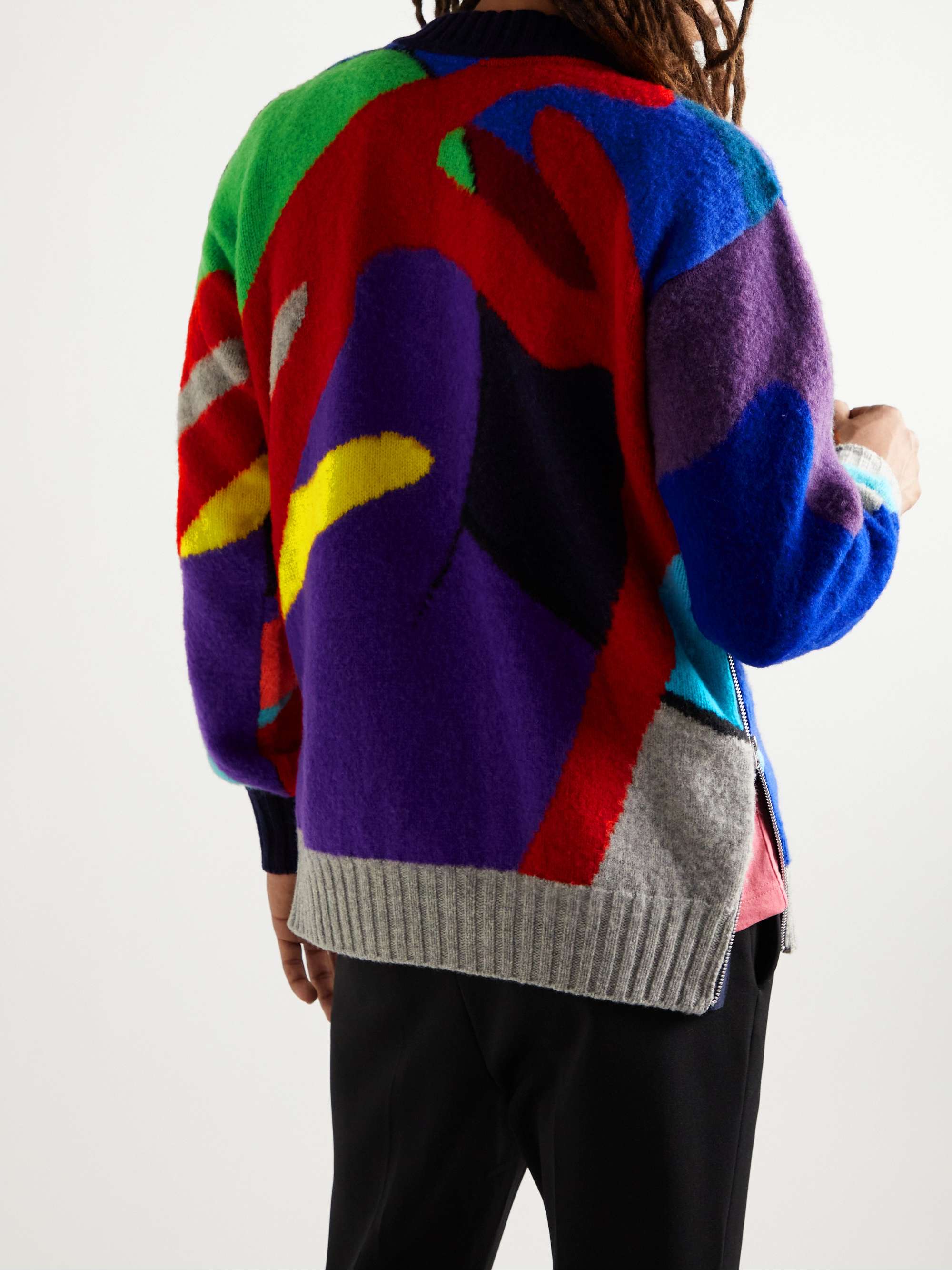 Multi + KAWS Wool-Jacquard Sweater | SACAI | MR PORTER