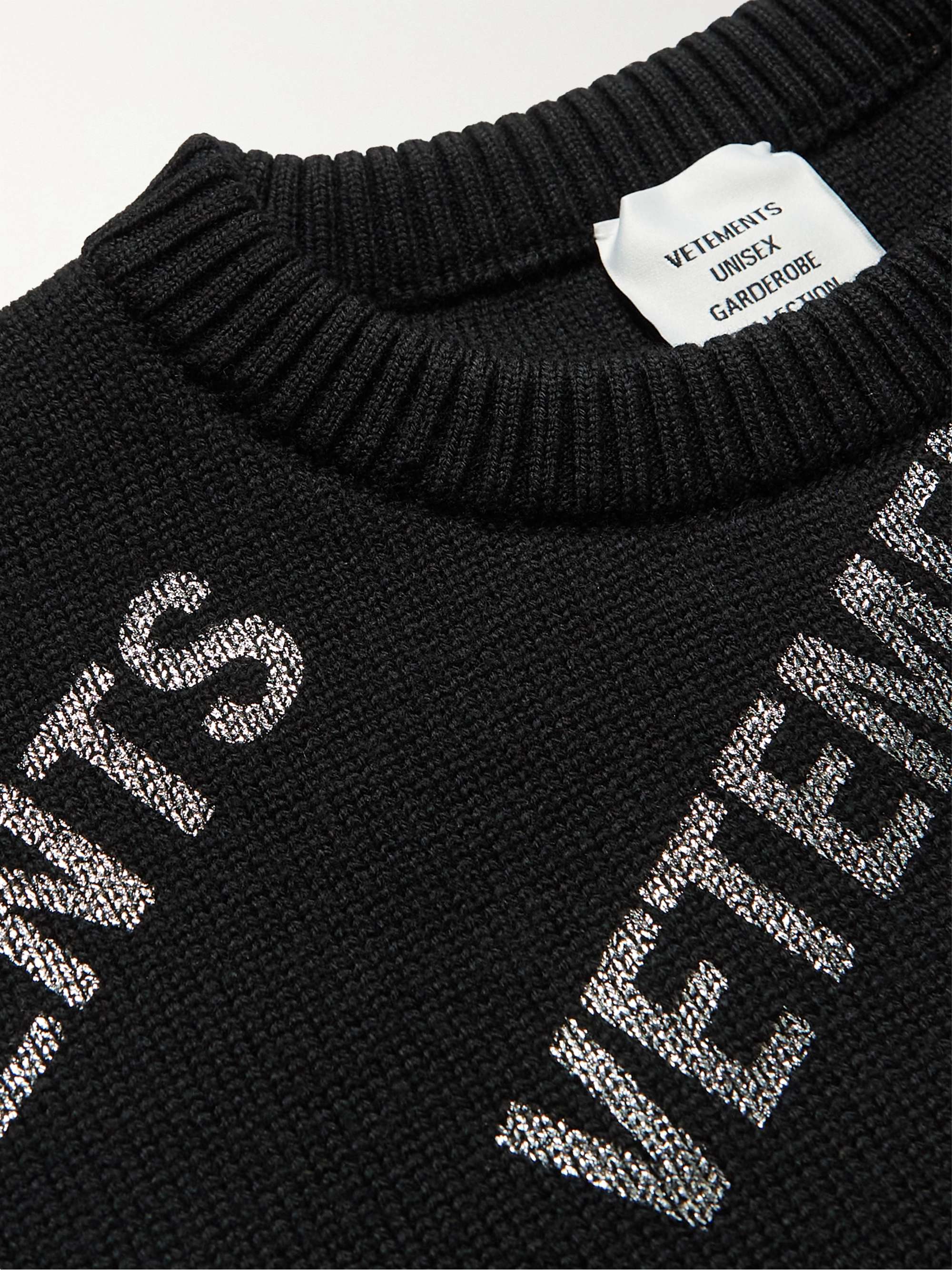 VETEMENTS Logo-Print Merino Wool Sweater