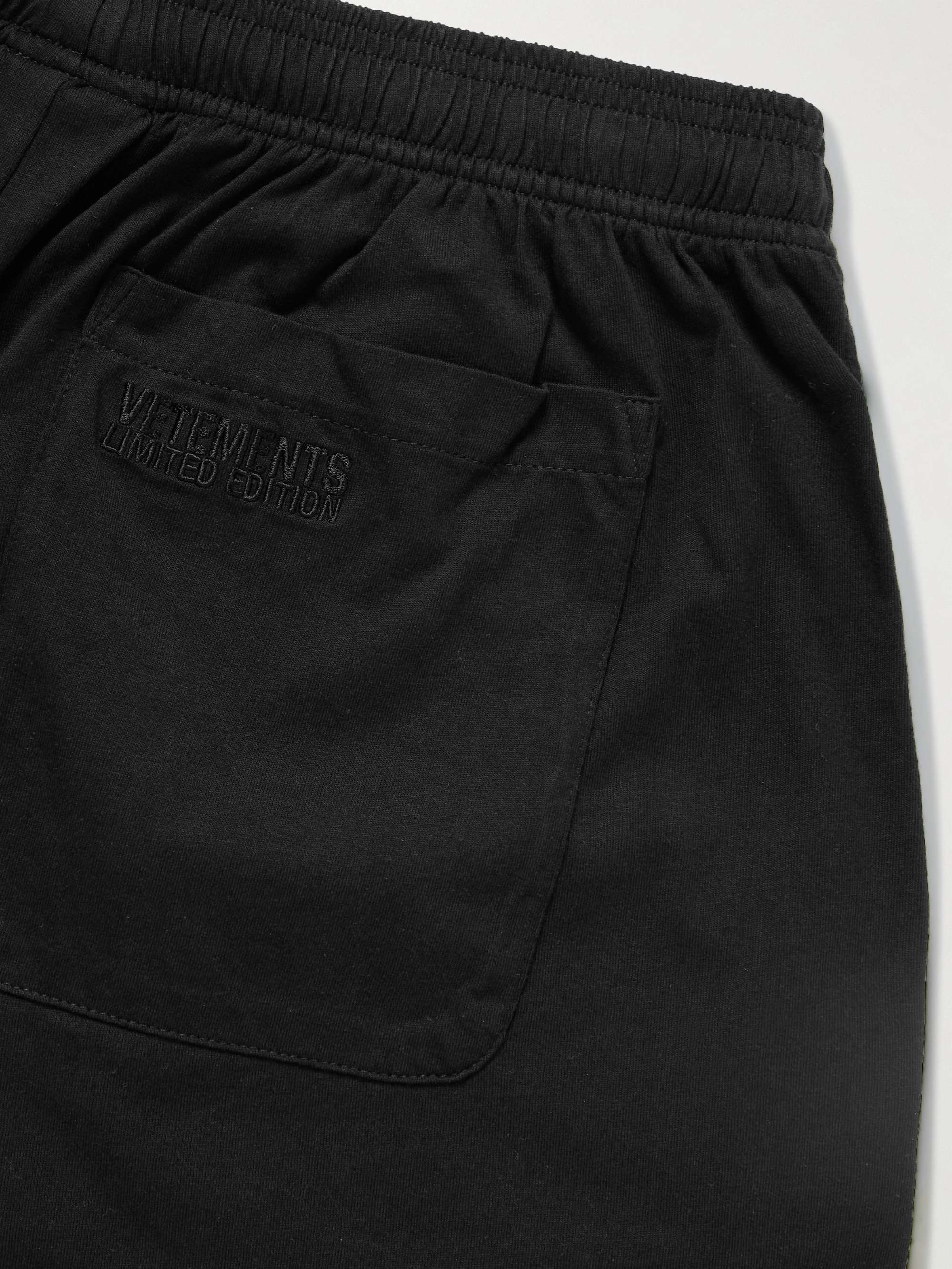 VETEMENTS Wide-Leg Logo-Print Cotton-Jersey Drawstring Shorts