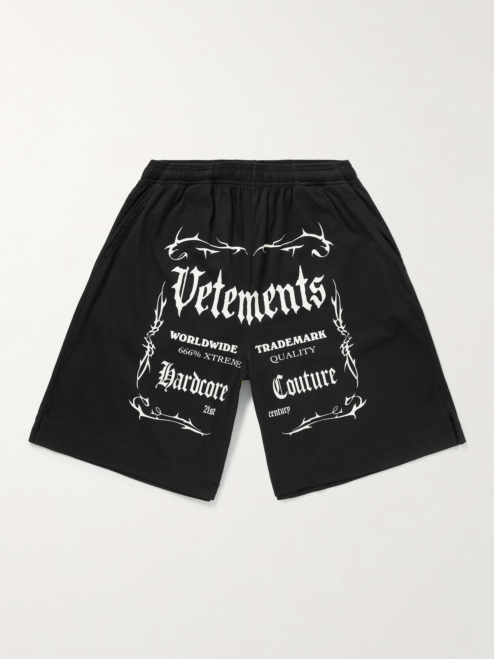 VETEMENTS Wide-Leg Logo-Print Cotton-Jersey Drawstring Shorts