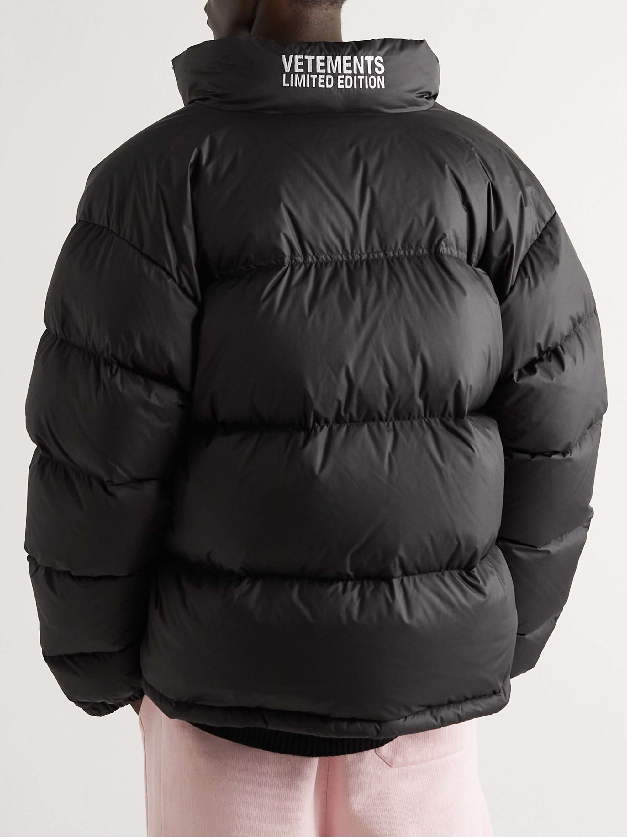 VETEMENTS Logo-Appliquéd Quilted Shell Down Puffer Jacket