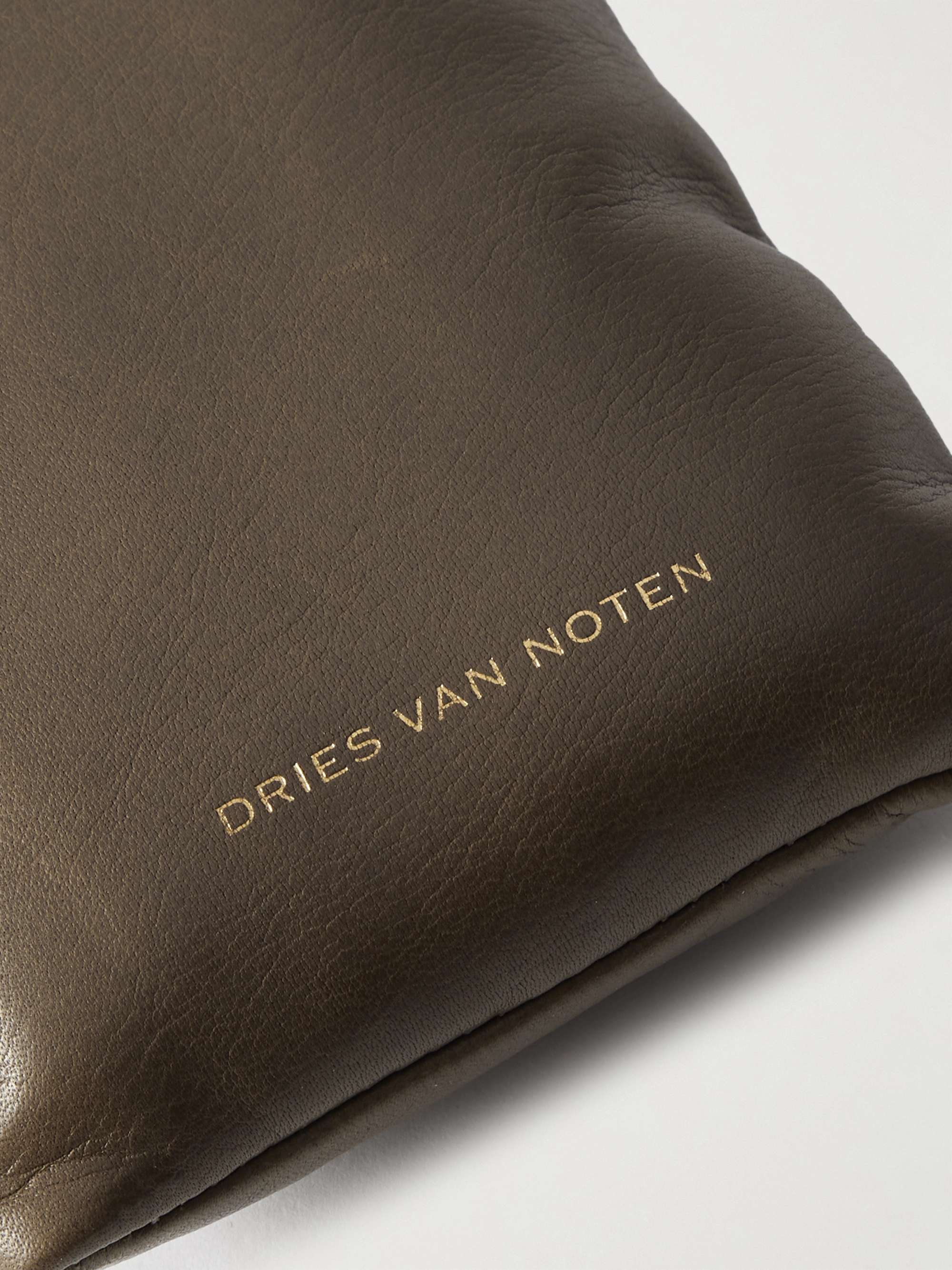 DRIES VAN NOTEN Logo-Debossed Padded Leather Pouch with Lanyard