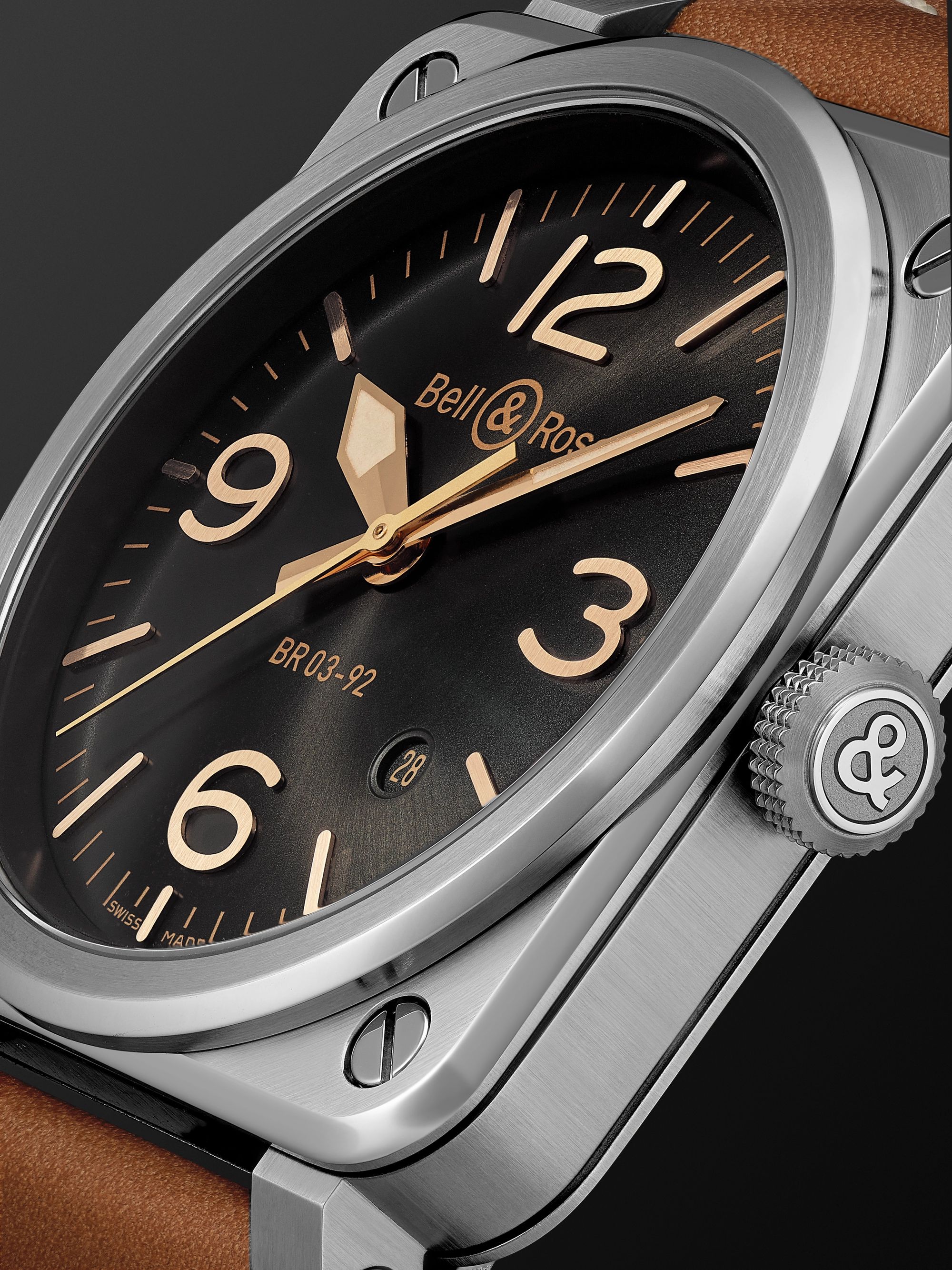 BELL & ROSS BR 03-92 Diver Limited Edition Automatic 42mm Bronze and Leather Watch, Ref.No R0392-D-BR-BR/SCA